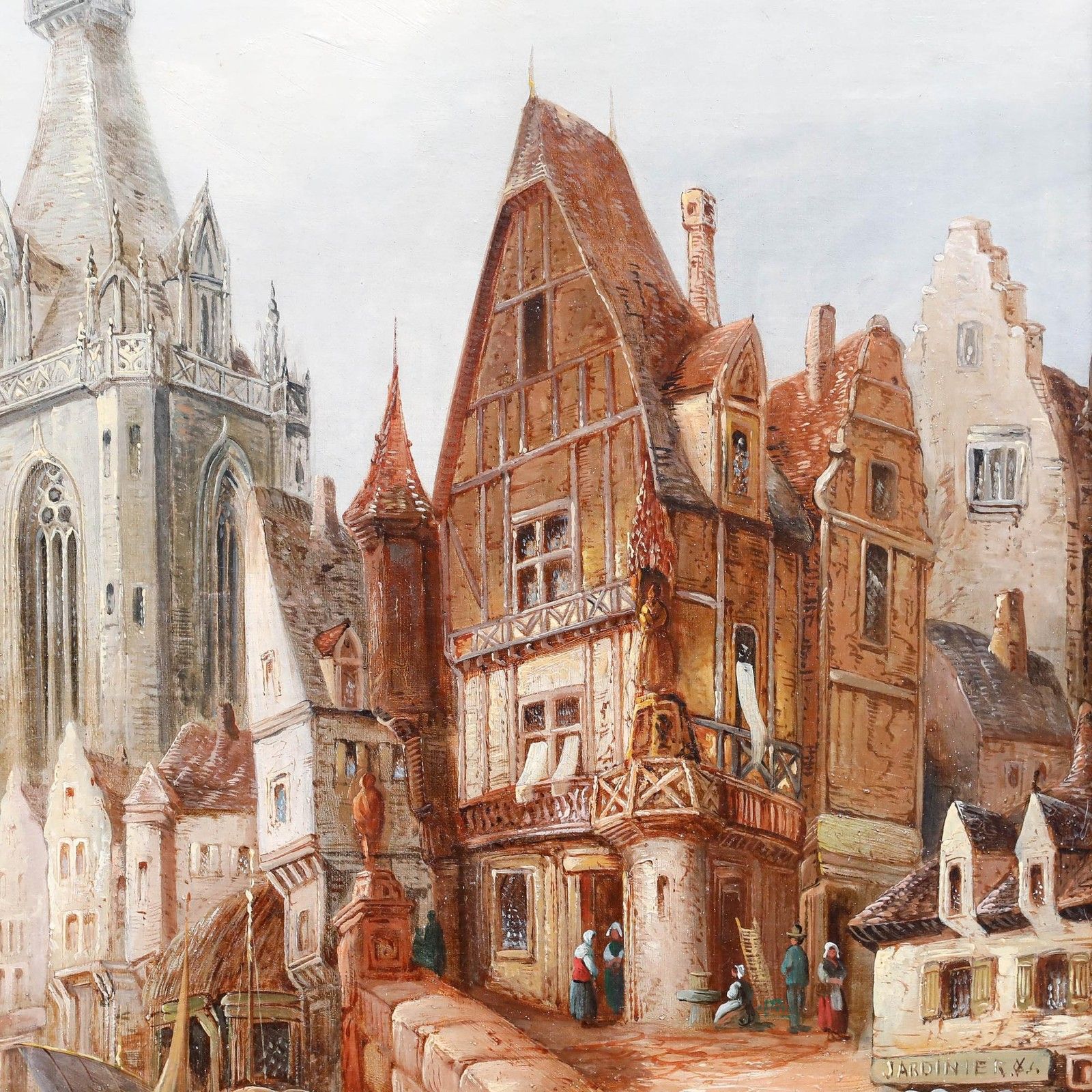 P. Slater  Continental School 19th Century Oil, View Of The Cathedral photo buy