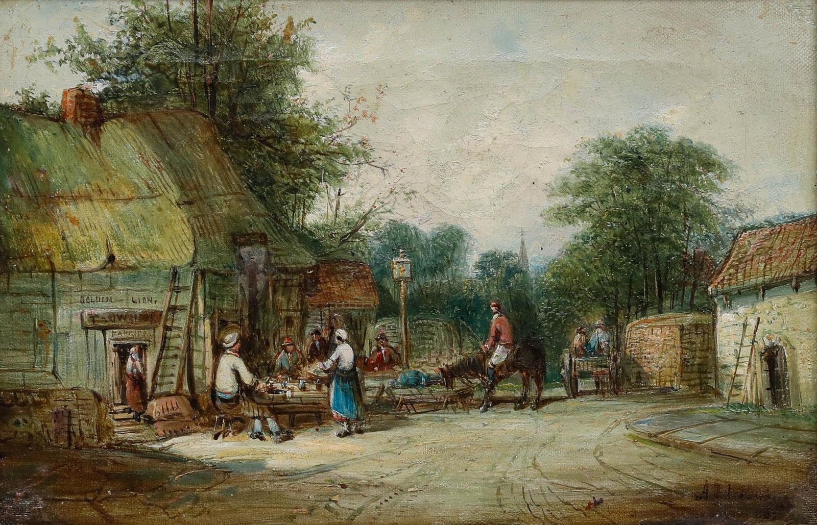 Alfred Vickers (1853 1919) Late 19th Century Oil, The Golden Lion photo furniture