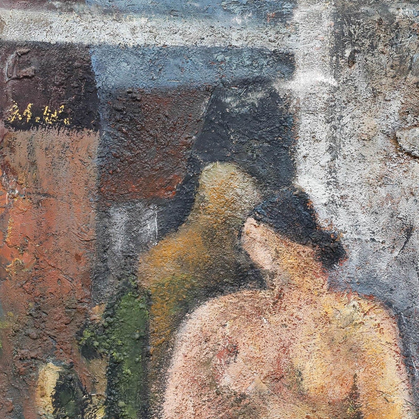 Framed 20th Century Mixed Media Nude By The Kitchen Window photo Art