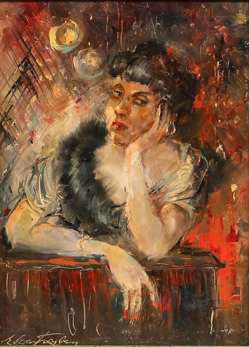 Edgar Freyberg (B.1927) 20th Century Oil, The Socialite photo for sale