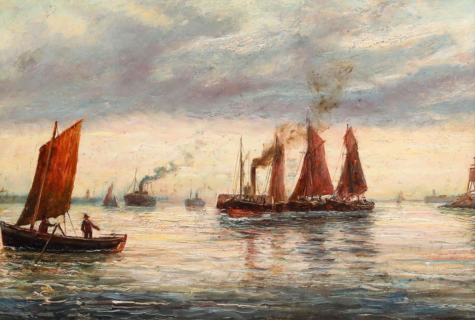 Framed Late 19th Century Oil Shipping Off A Coastline photo furniture