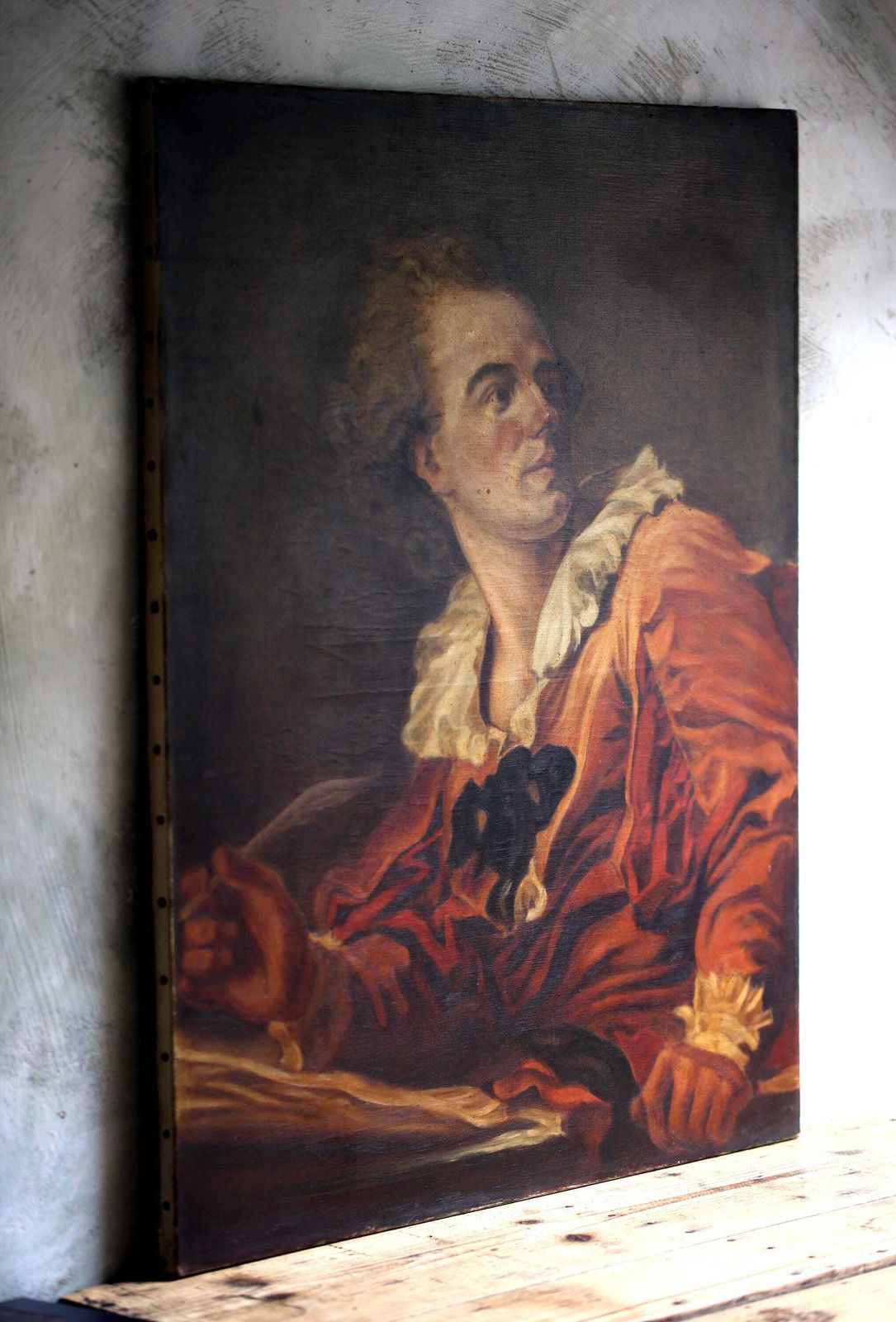 photo for sale Antique French Oil Painting: Male Writer Portrait After Fragonard