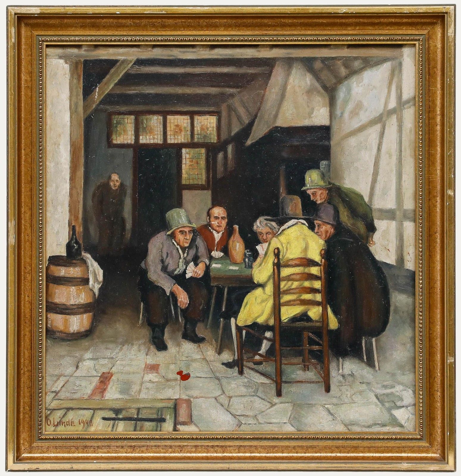 After Claus Meyer (1856 1919) 1942 Oil, The Card Game