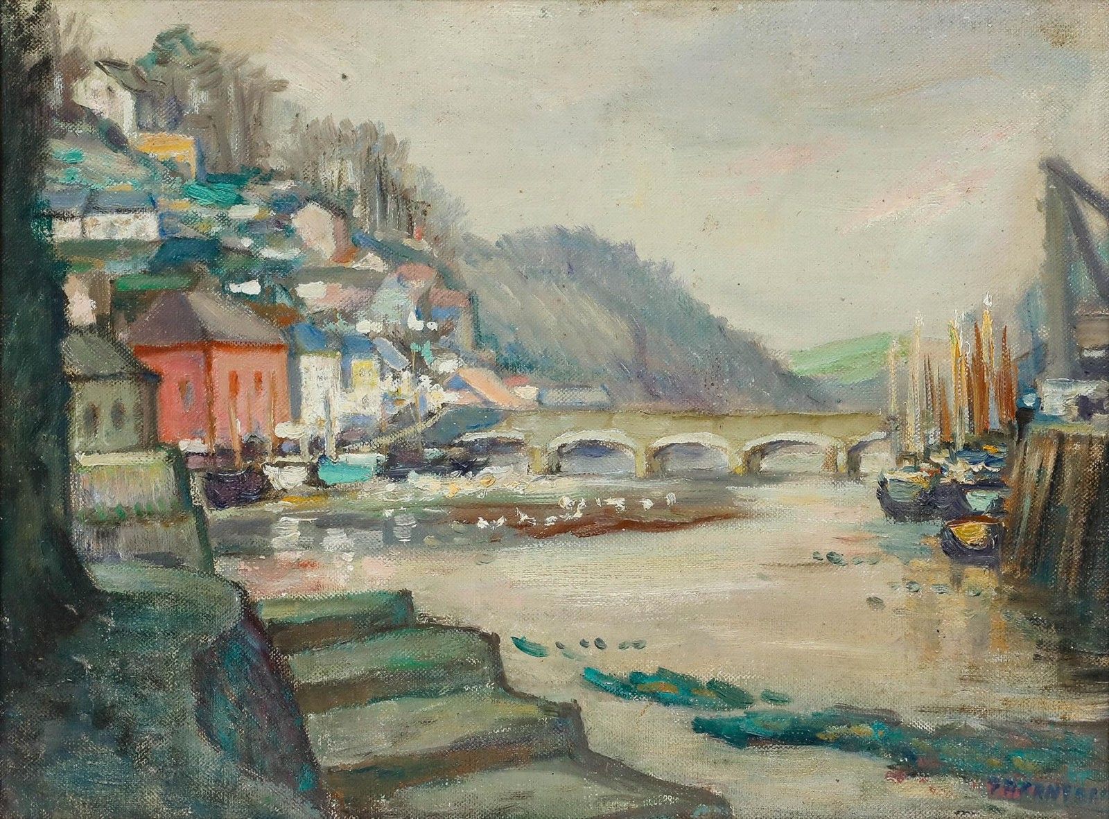 Alfred Henry Robinson Thornton Neac (1863 1939) Oil, A View Of Looe photo furniture
