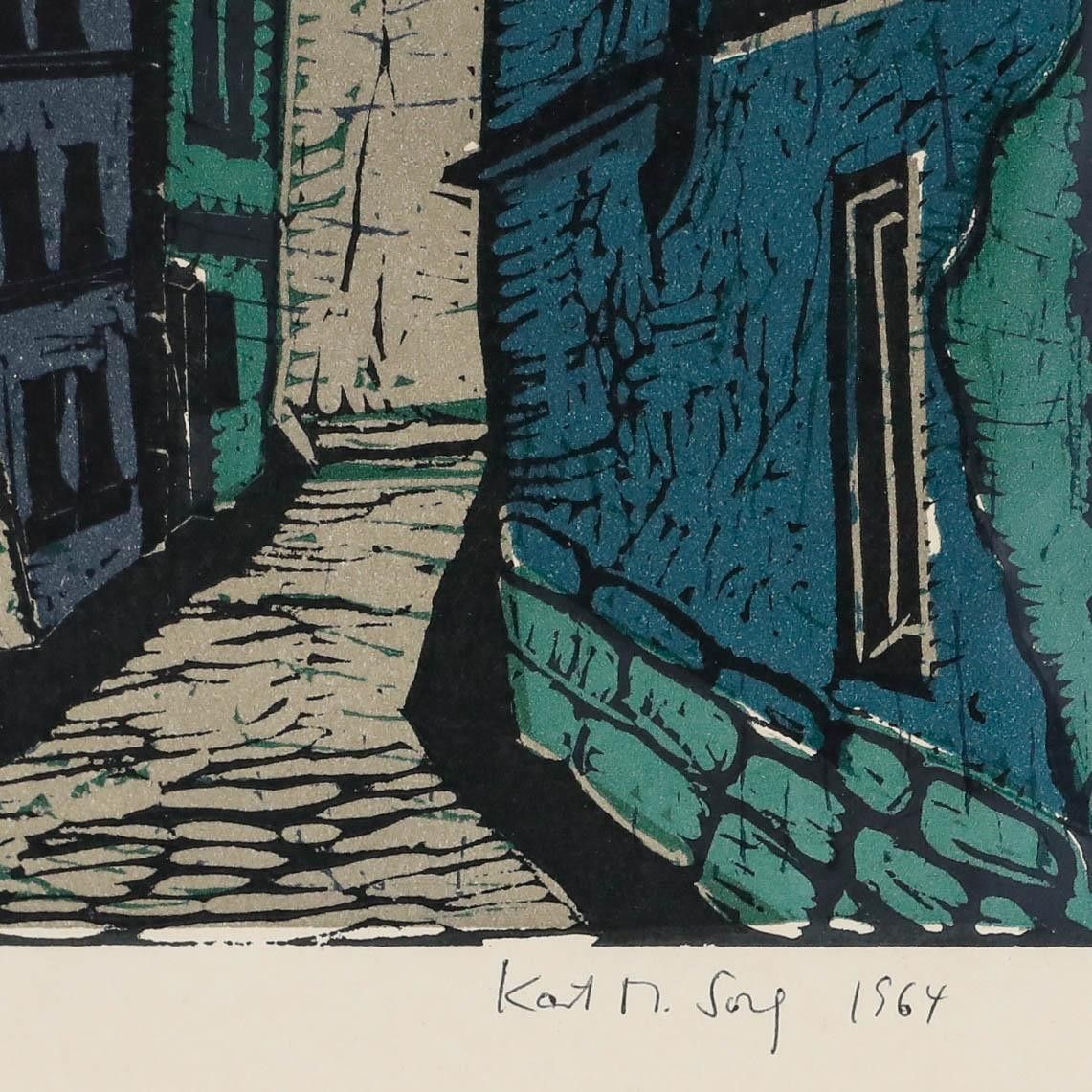 Katja M. Sorg (1921 2020) 1964 Woodcut, Hôtel De Sens photo buy