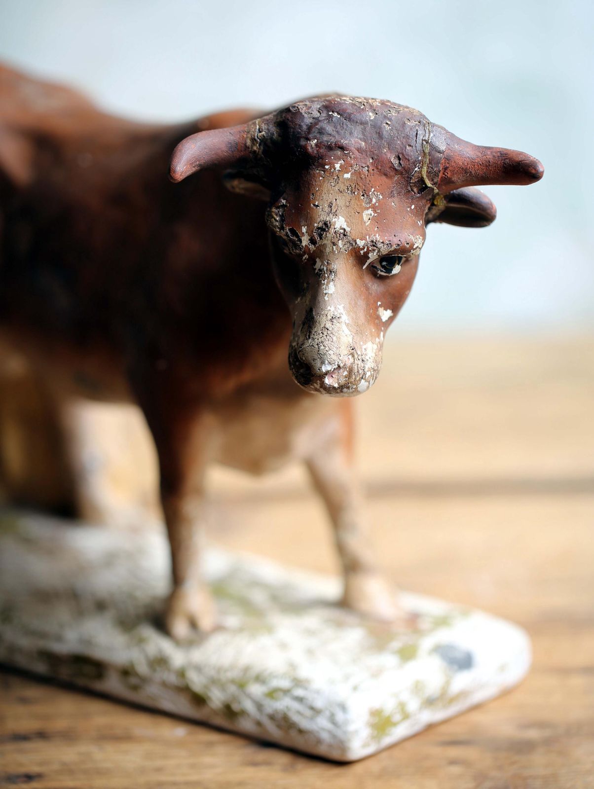 photo furniture Huge Plaster Cow Large Antique Bull Statue Butcher Shop Display Figure Nativity Animal