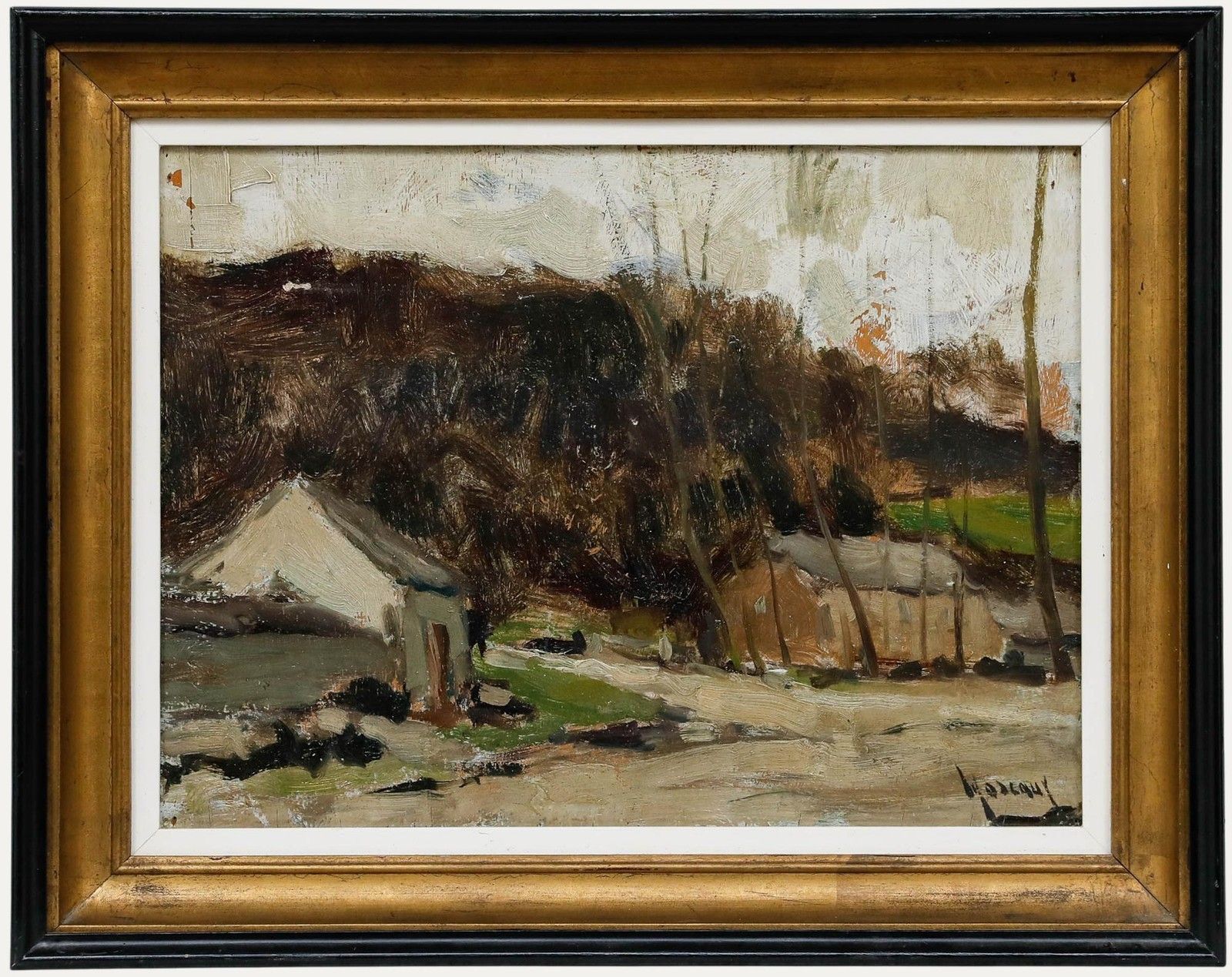 Albert Mascaux (1900 1963) Mid 20th Century Oil, Farm Scene