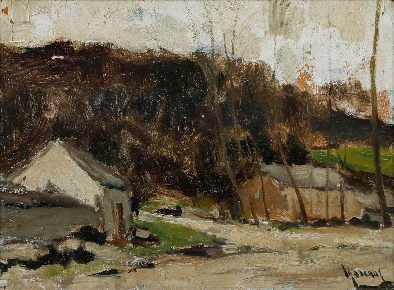 Albert Mascaux (1900 1963) Mid 20th Century Oil, Farm Scene photo furniture