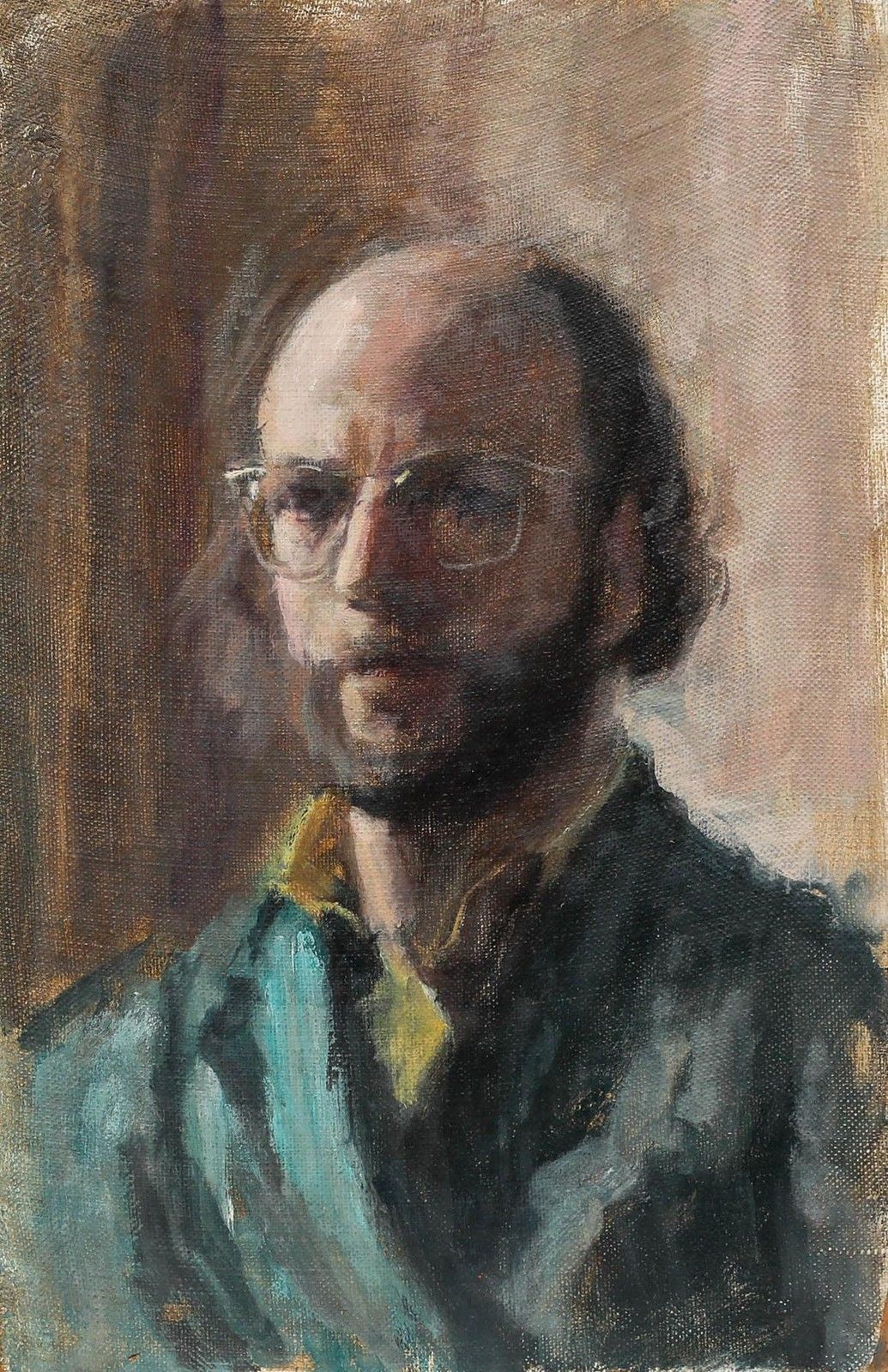 George Weissbort (1928 2013) 20th Century Oil, Self Portrait In Green photo furniture