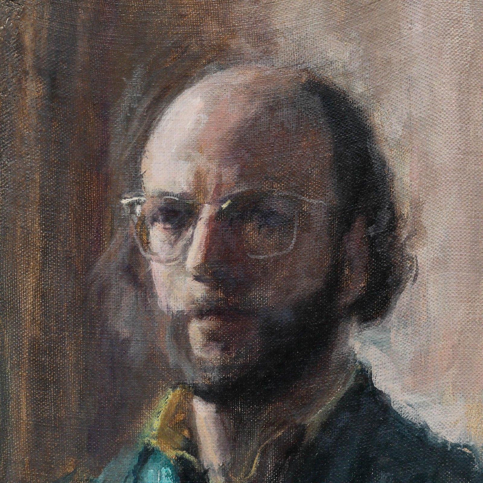 George Weissbort (1928 2013) 20th Century Oil, Self Portrait In Green photo Art
