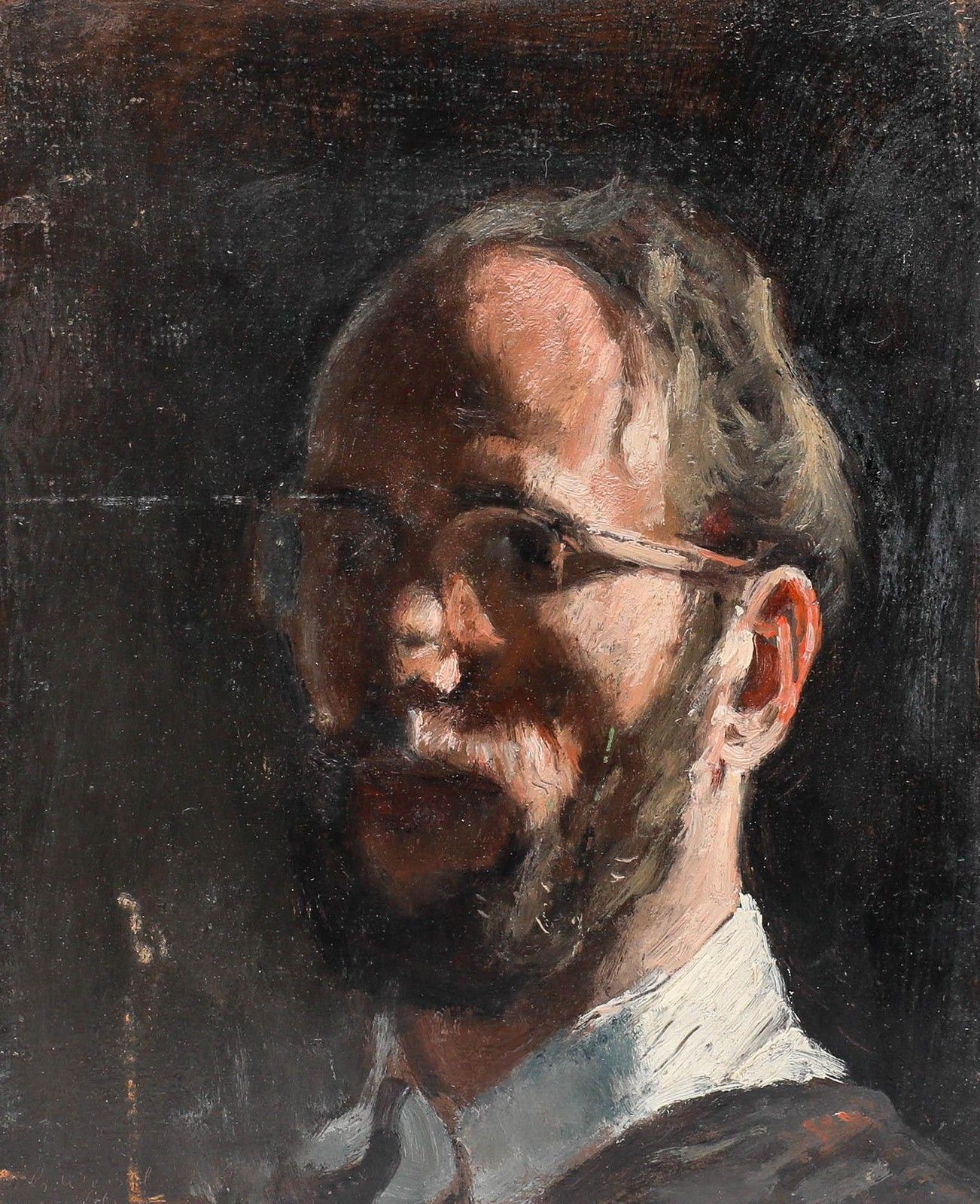George Weissbort (1928 2013) 1966 Oil, Chiaroscuro Self Portrait photo furniture