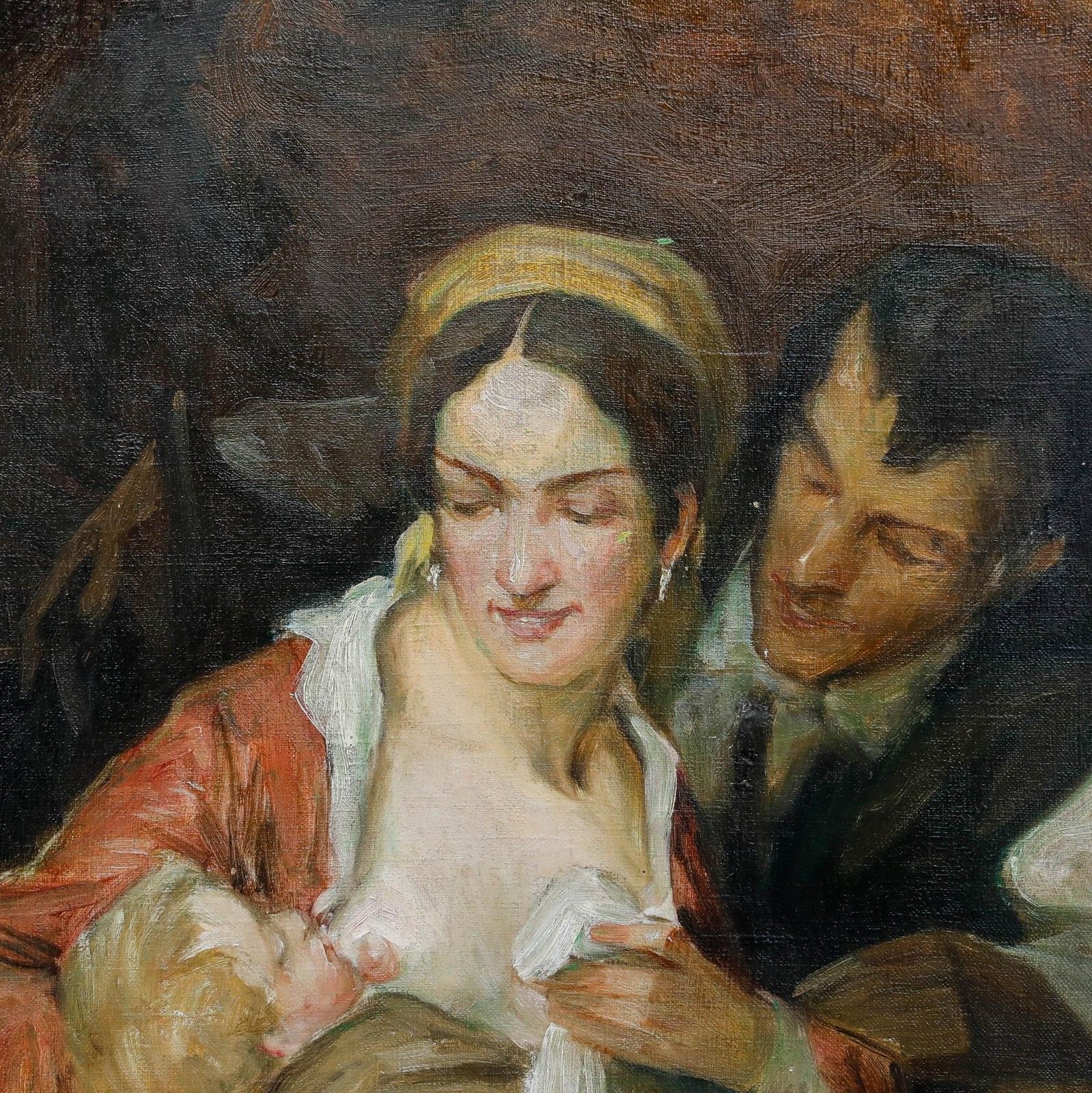 Geza Udvary (1872 1932) Early 20th Century Oil, Familial Love photo 595.0