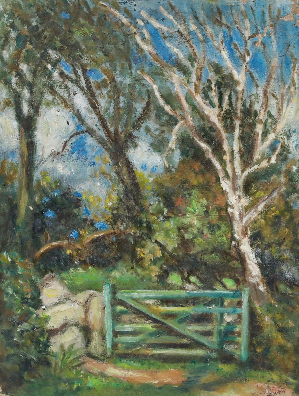 Elaine Blamey Mid 20th Century Oil, Autumn Time II photo furniture