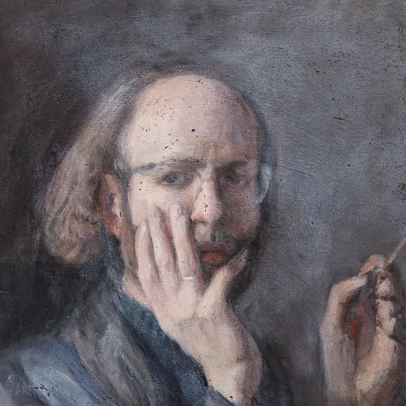 George Weissbort (1928 2013) 20th Century Oil, Self Portrait With Paintbrush photo Art