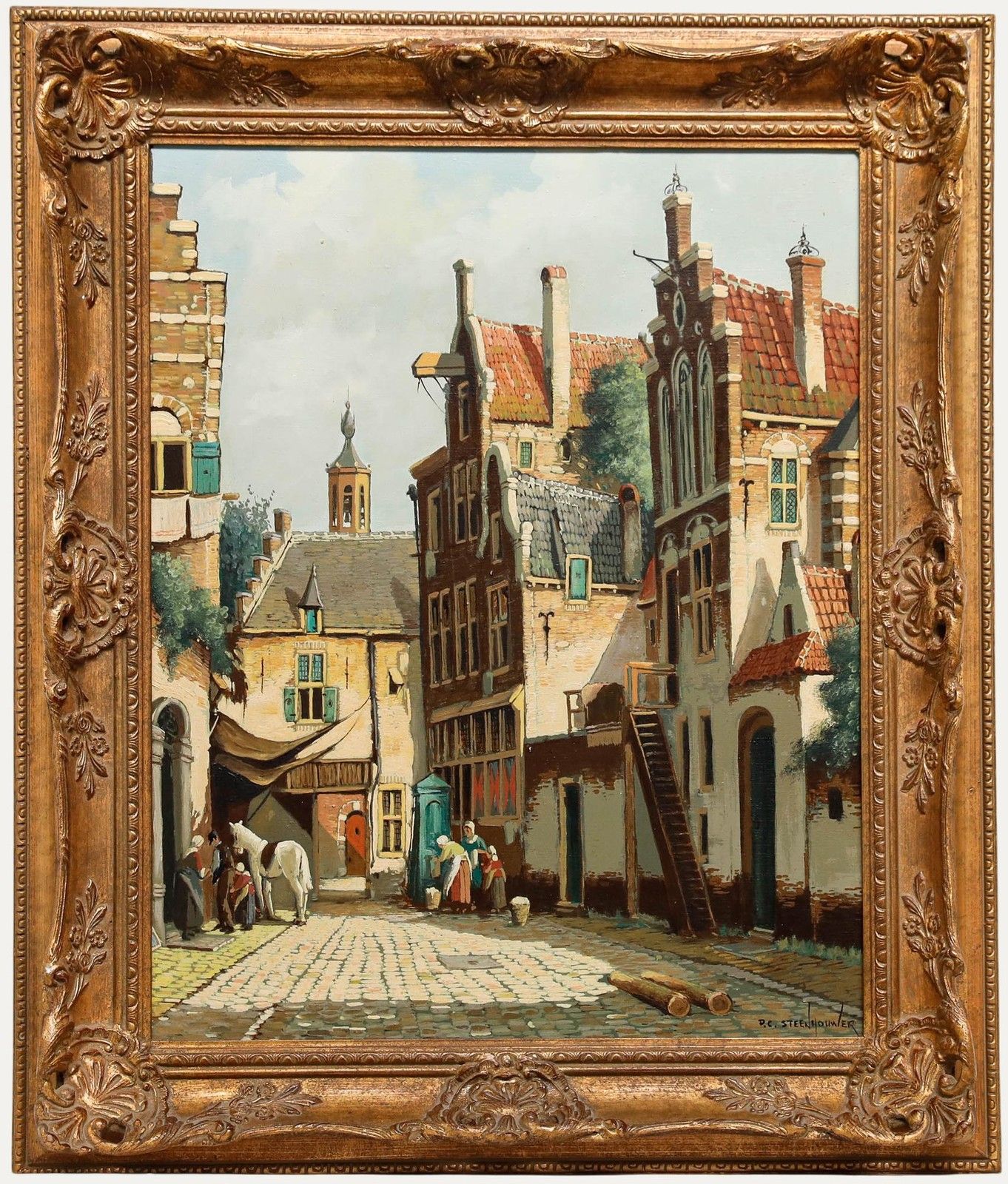 Pieter Cornelis Steenhouwer (1896 1972) Mid 20th Century Oil, The Water Pump