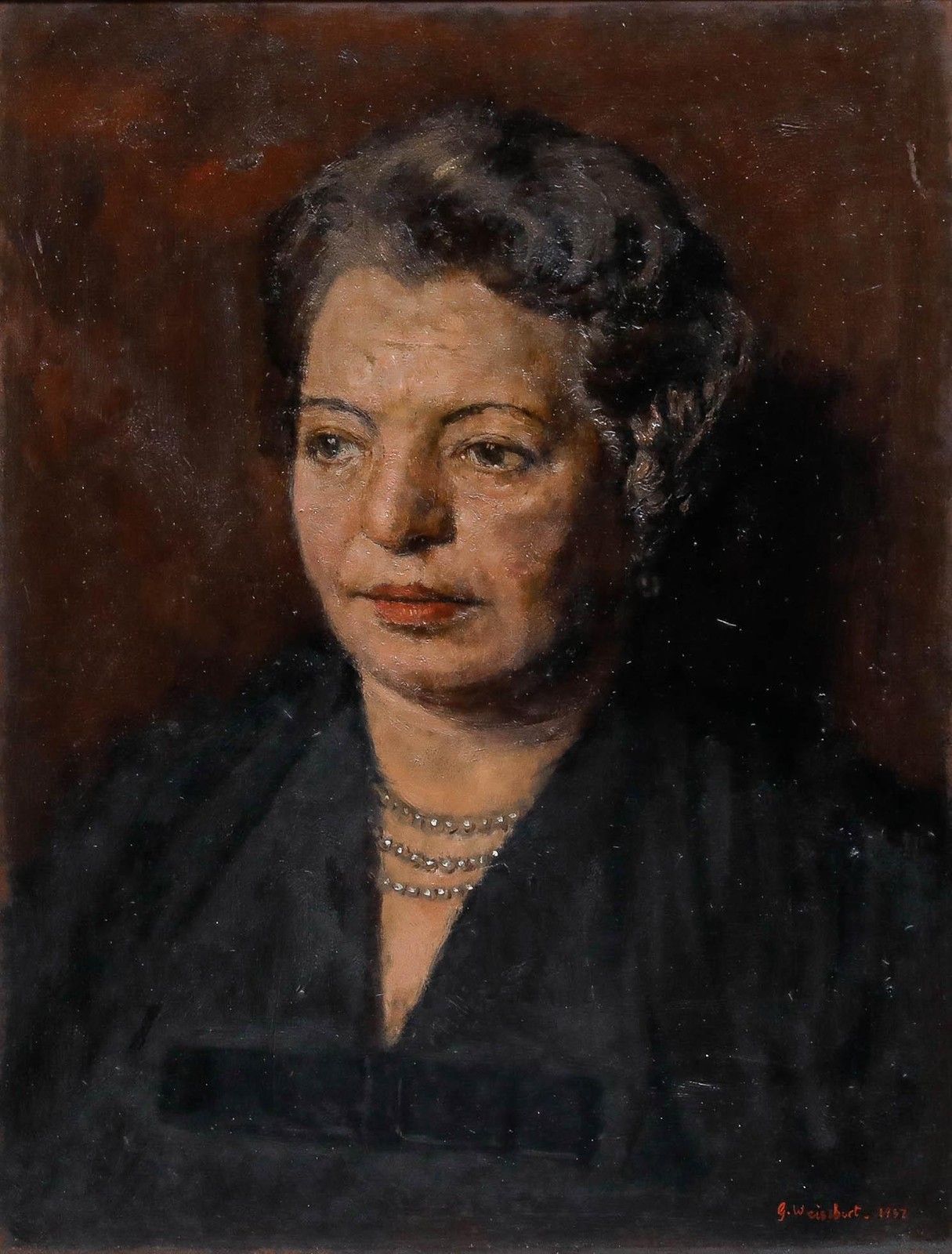 George Weissbort (1928 2013) 1957 Oil, Lady With Pearls photo furniture