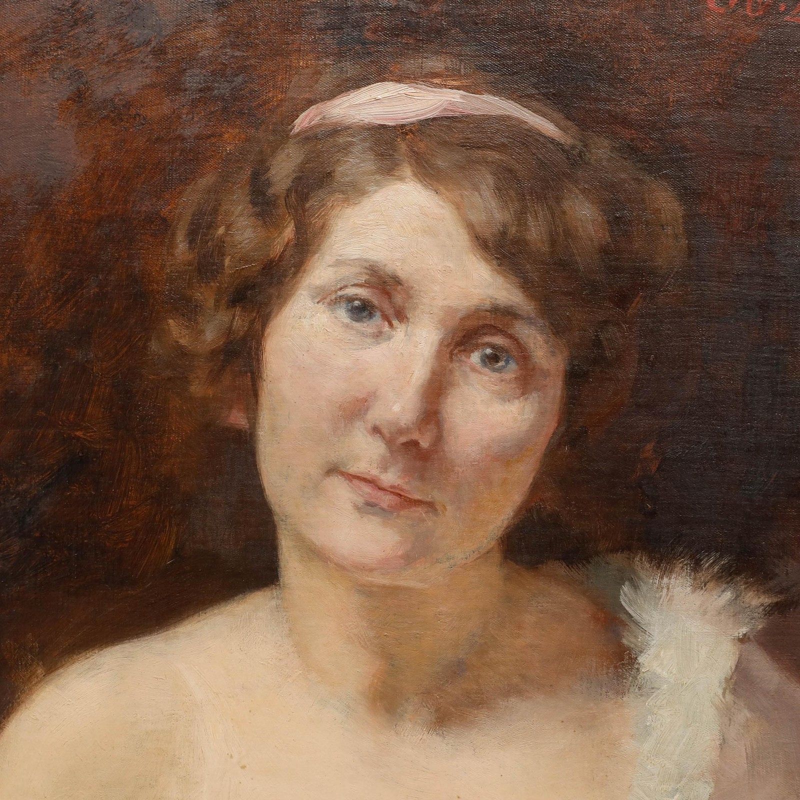 E. O. Braun German School Early 20th Century Oil, Lady With Roses photo Art