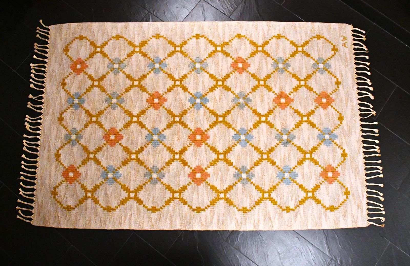 Hand Woven Flatweave Swedish Röllakan Rug By Alice Wallebäck 1950s photo 2364.0