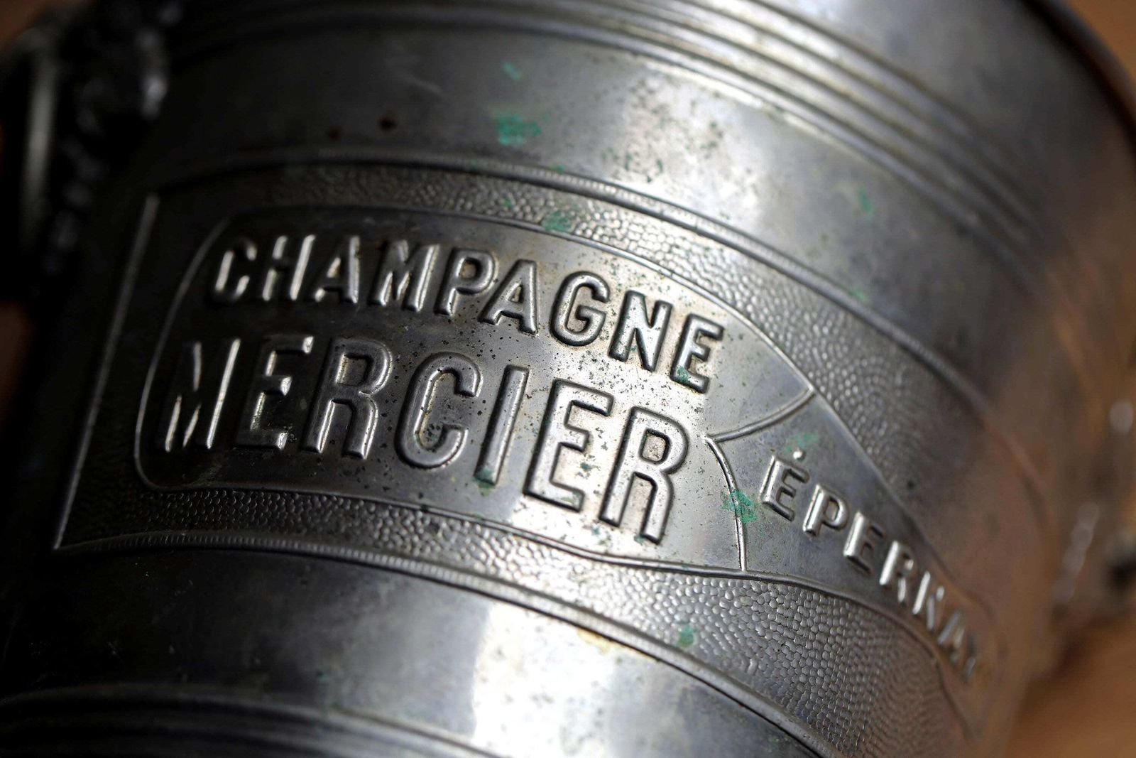 Antique French Mercier Champagne Bucket: Metal Wine Cooler photo Home Decor