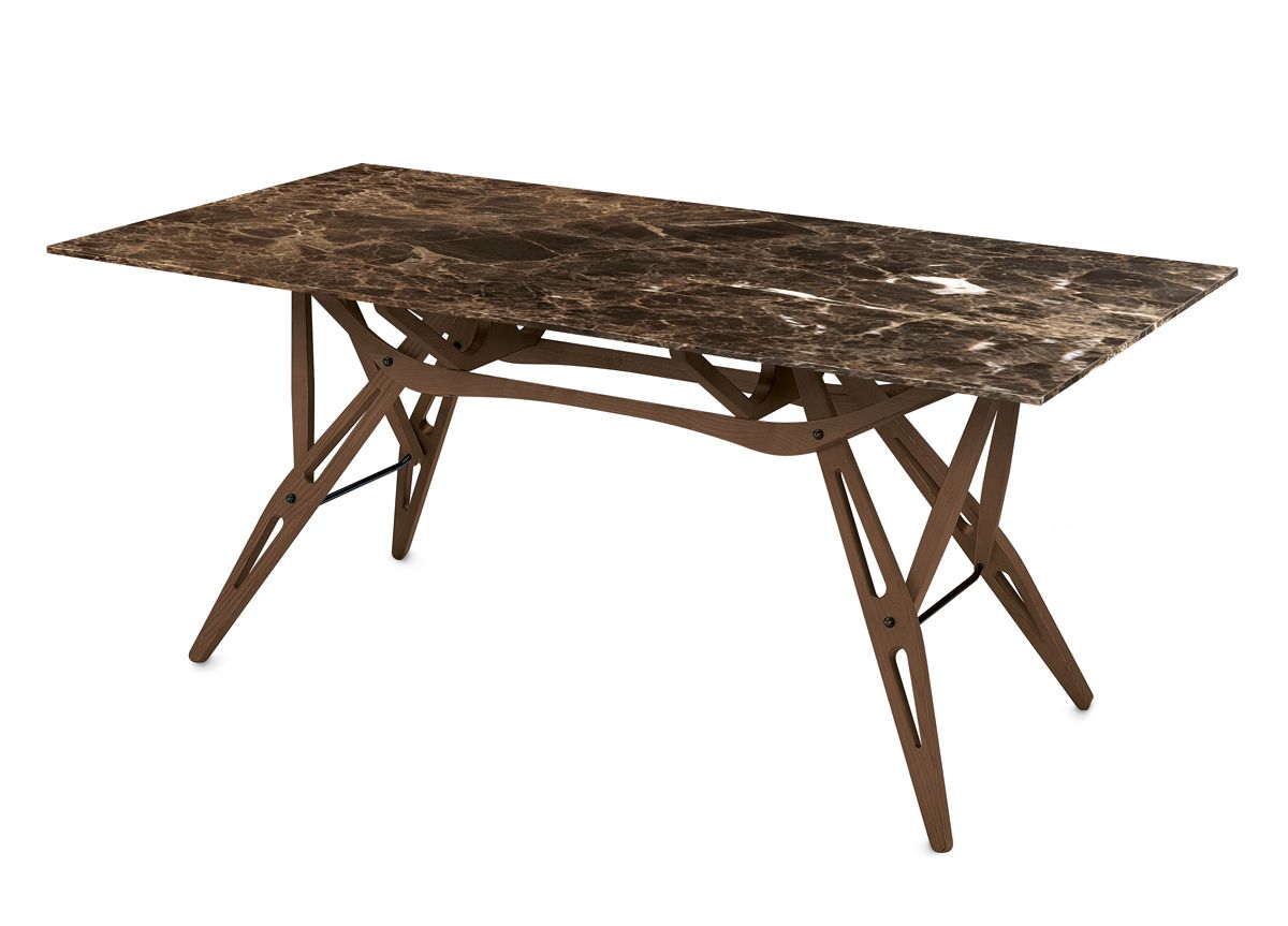 Zanotta  Reale Table   Marble Emperador Design Carlo Mollino   Zanotta, 'Size: W. 180 X D. 90 X H. 72 Cm, Base: Walnut Dyed Oak, Top: Emperador Marble