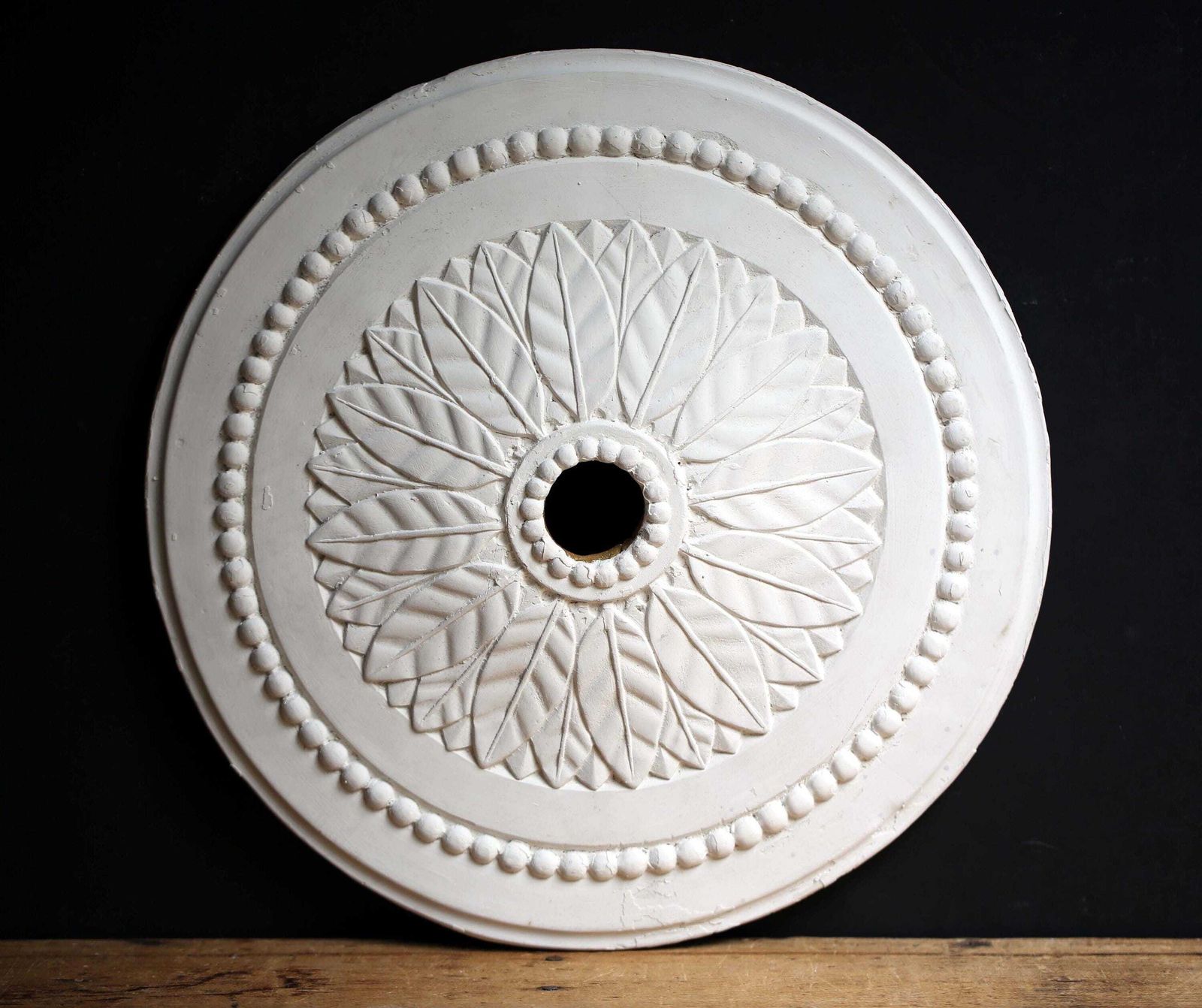 Vintage French Ceiling Medallion: Neo Classical Laurel Leaf Decoration photo furniture