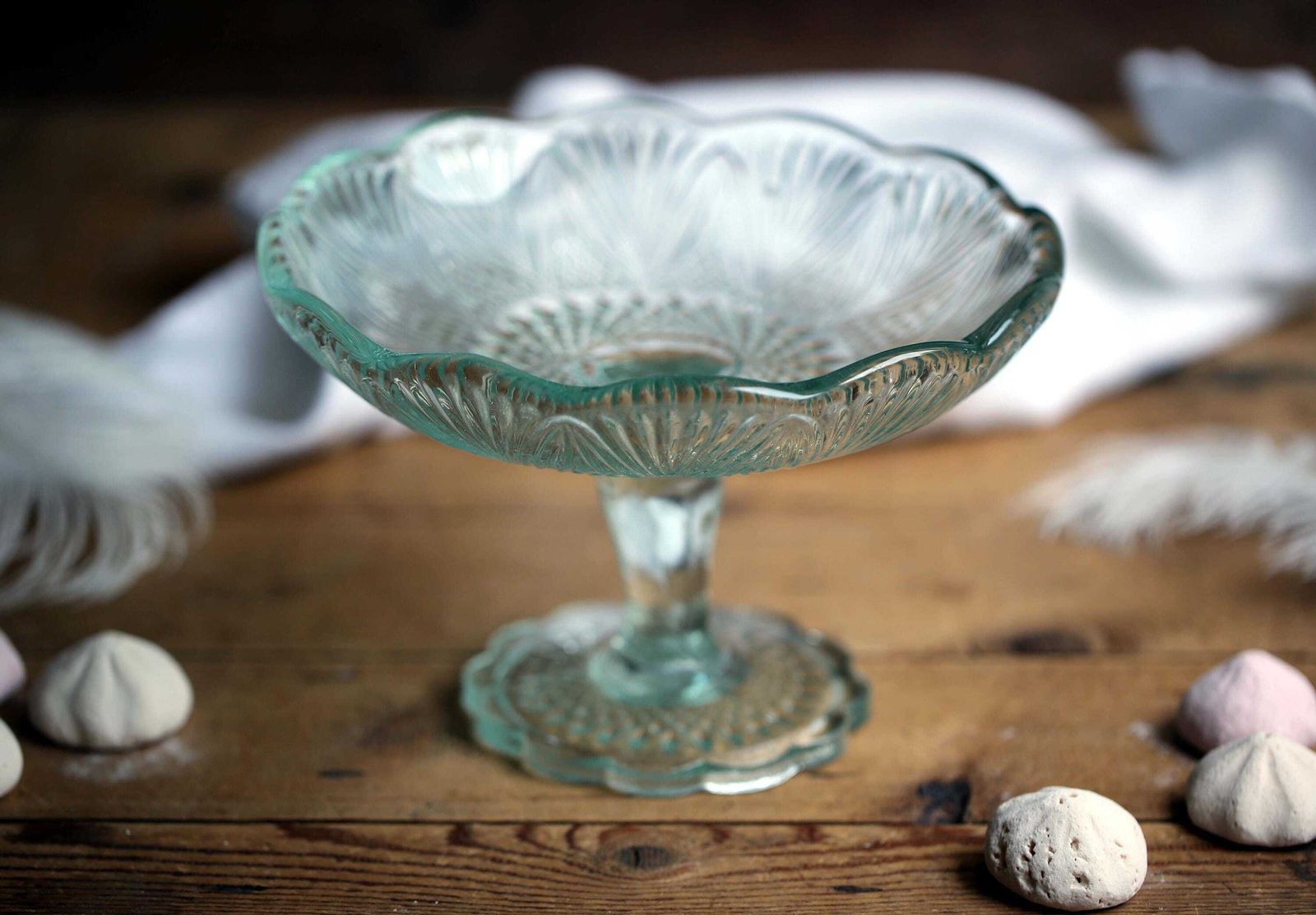 Antique French Pressed Glass Pedestal Bonbon Bowl Candy Stand Compote photo for sale