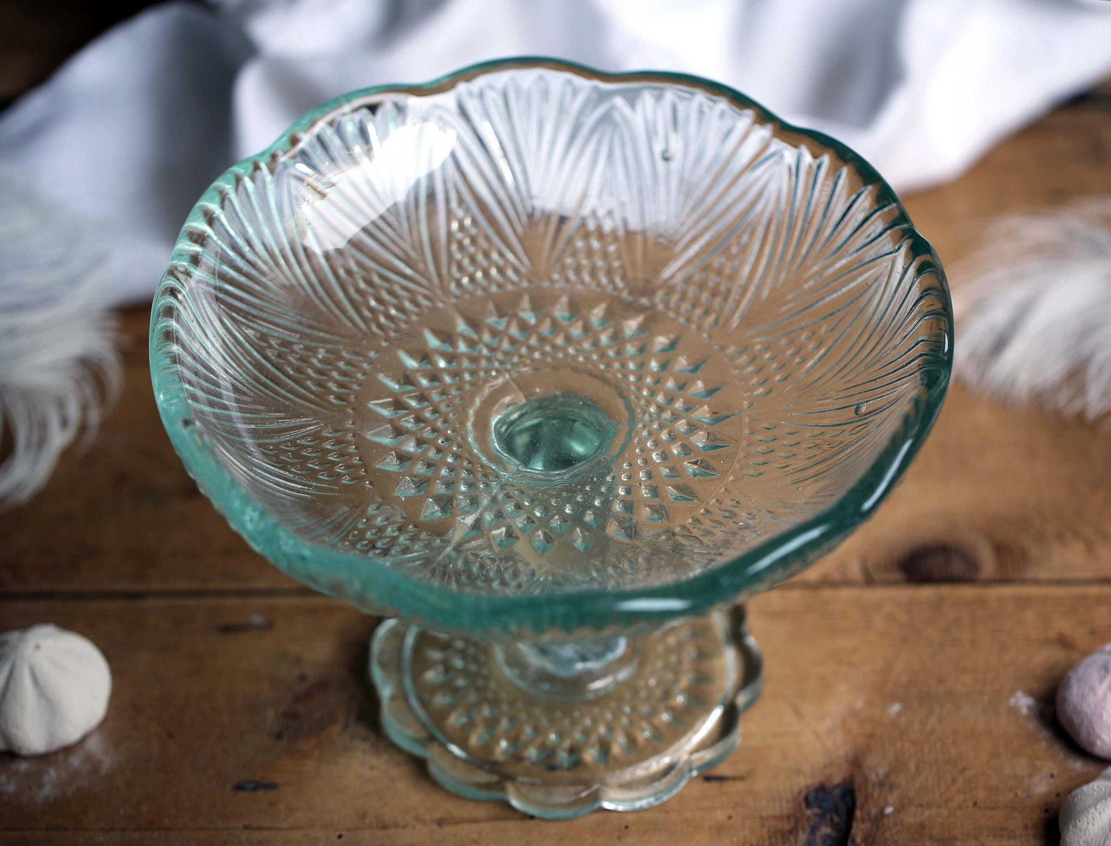 Antique French Pressed Glass Pedestal Bonbon Bowl Candy Stand Compote photo 60.0