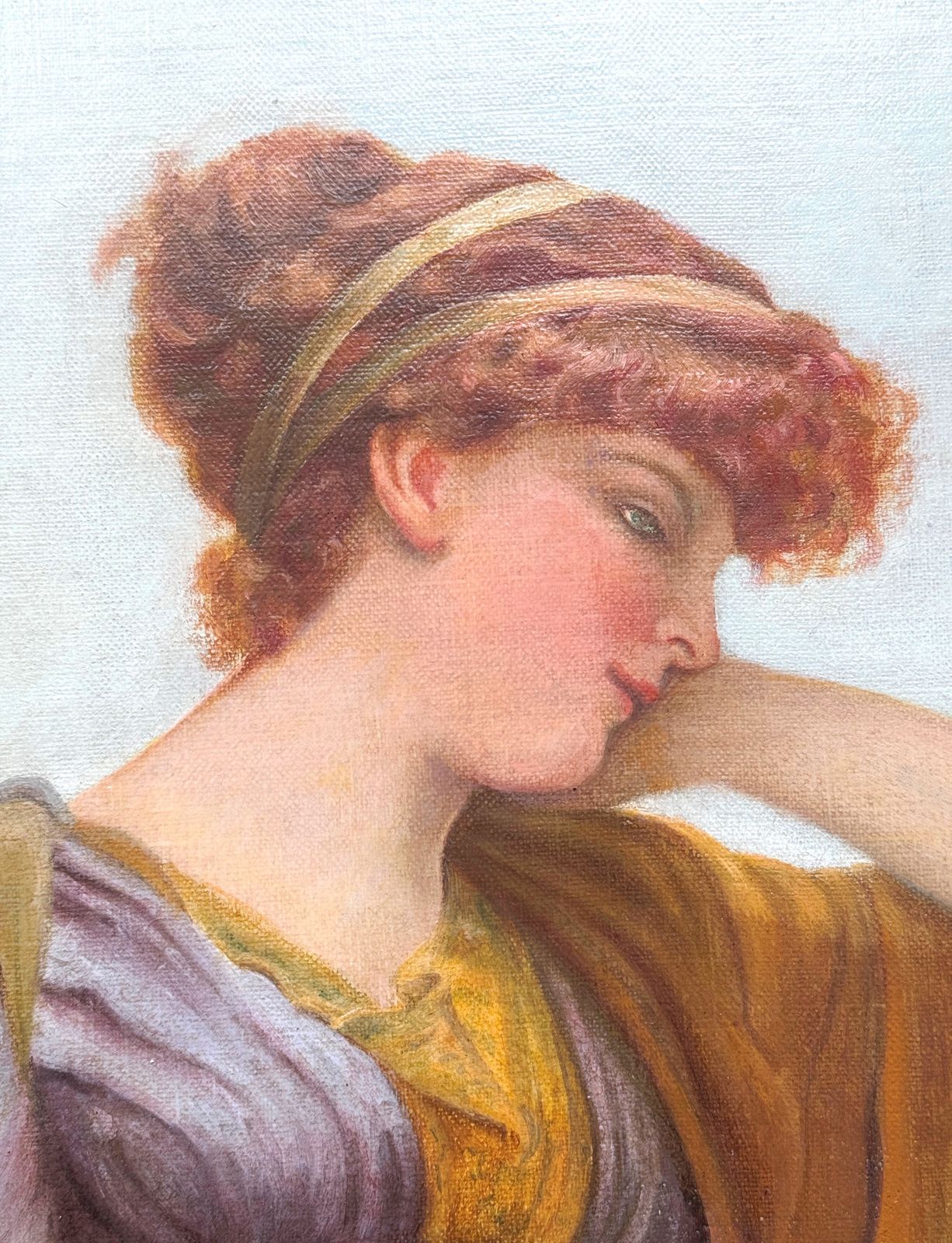 John William Godward (After)  Original Antique Oil On Canvas  Signed & Dated For 1905 photo vinterior