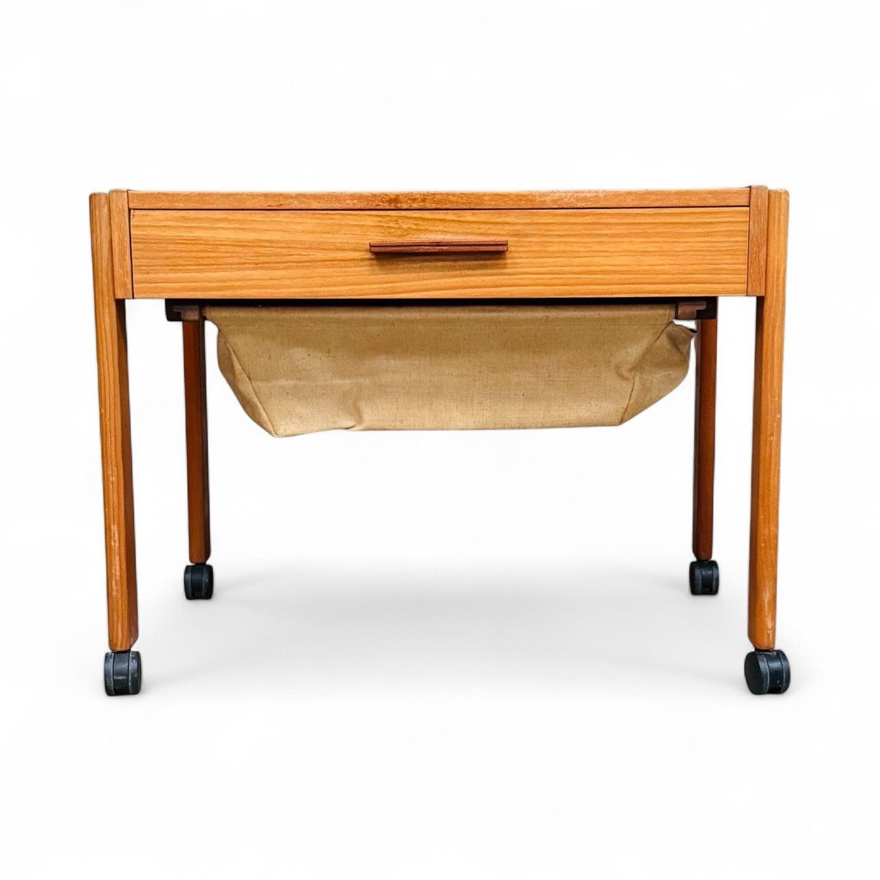 Danish Teak Sewing Box Canvas Basket Mid Century Retro C1950s photo buy