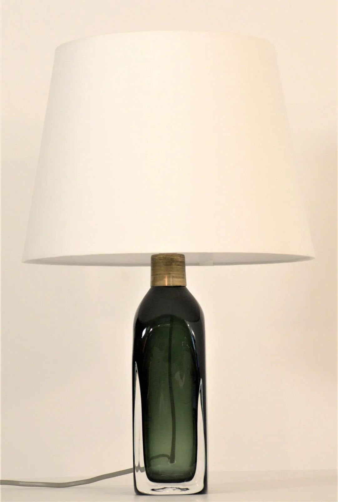 photo for sale Doublecoated Blue Green Glass Table Lamp By Carl Fagerlund For Orrefors, 1950s