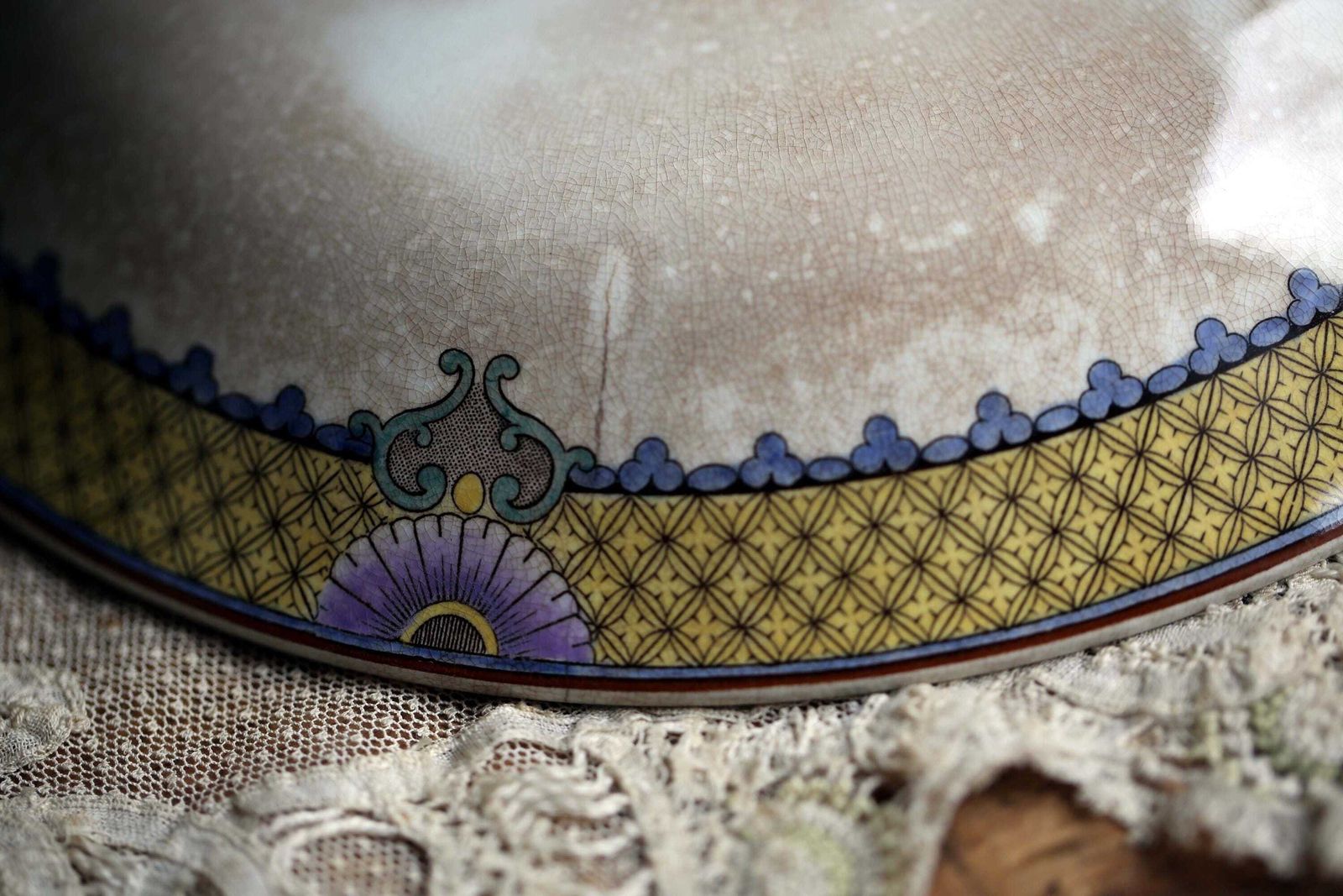 photo furniture French Antique Cakestand Compote Pedestal Plate Ceramic Cake Stand U&C Sarreguemines Victoria