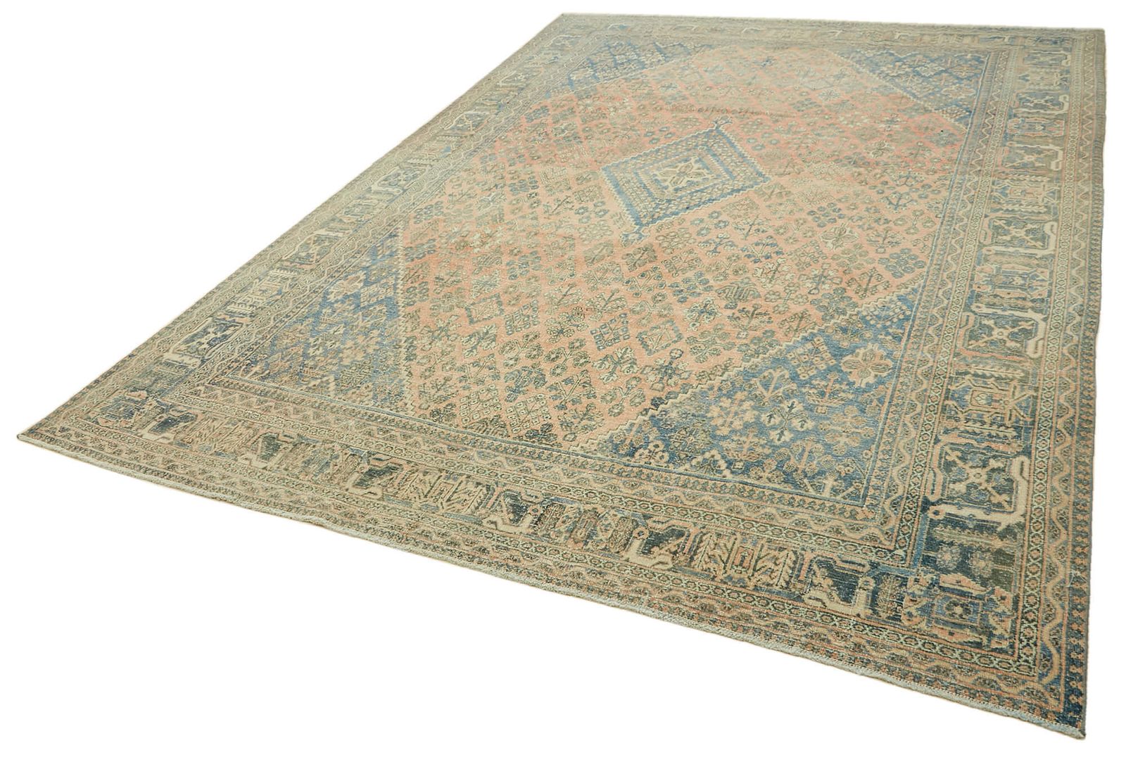 Handmade Beige Vintage Large Area Rug 263 Cm X 381 Cm photo for sale