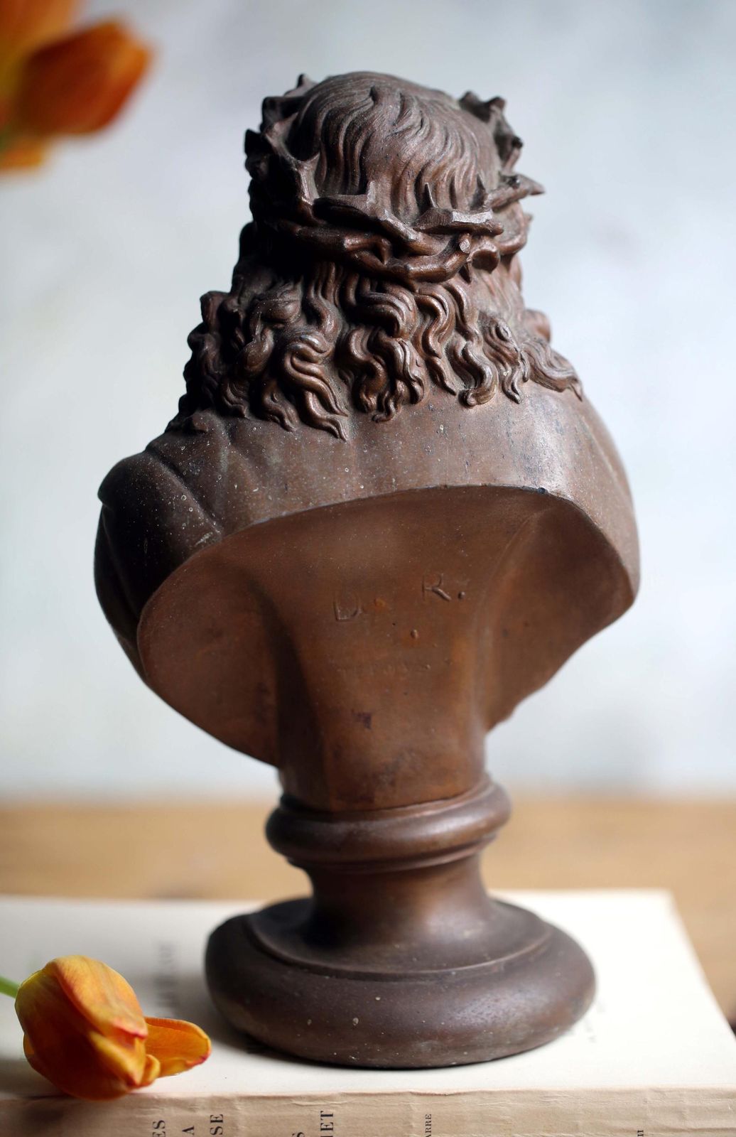 Antique Bust Jesus Christ Religious Altar Church Statue Ecce Homo Behold The Man photo vintage