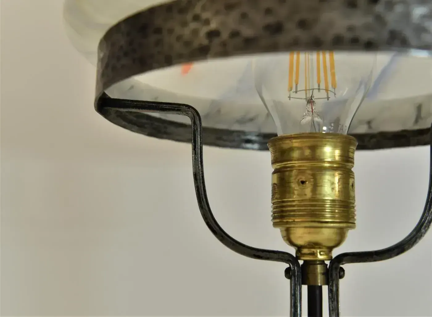 Art Nouveau Wrought Iron And Glass Table Lamp Jugendstil, Sweden, 1920s photo buy