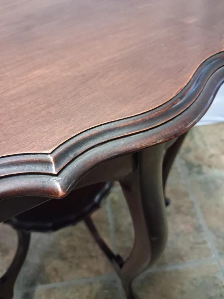 Antique Mahogany Two Tier Occasional Table With Scalloped Edge Top photo Furniture