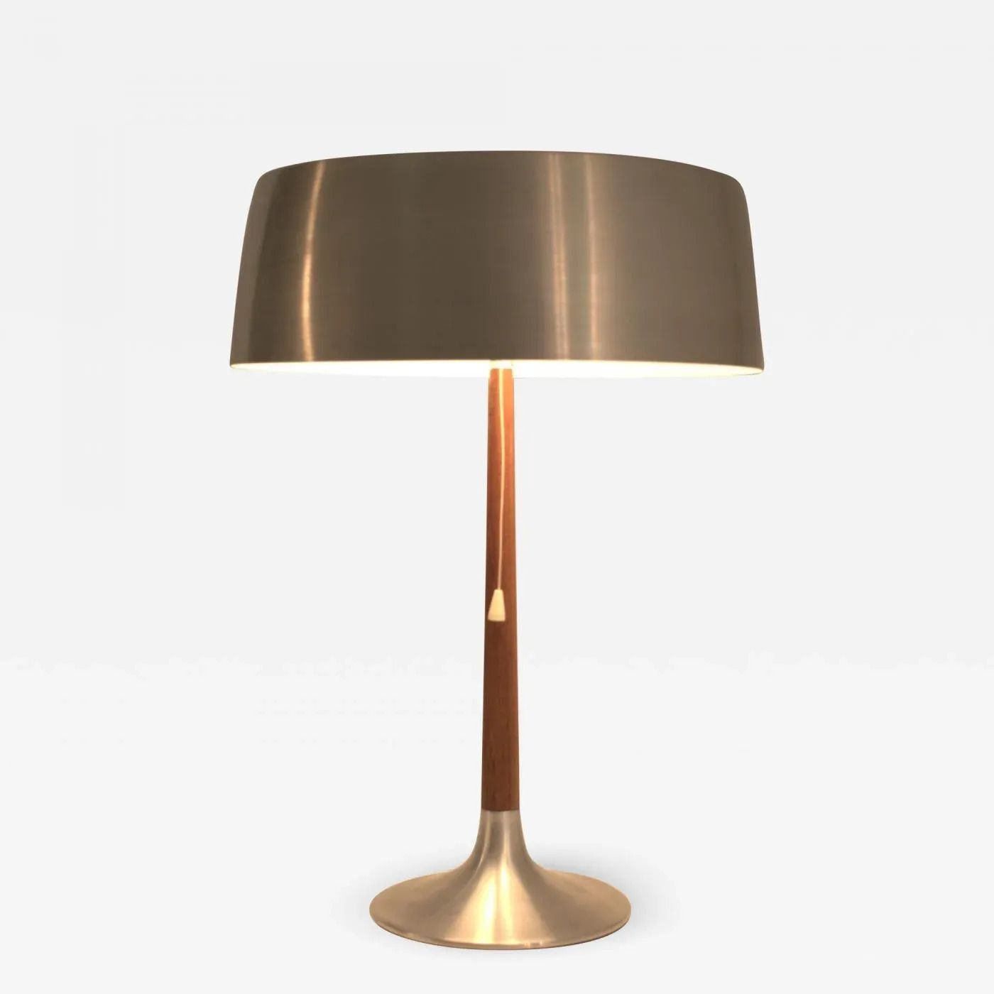 Large Teak And Brushed Aluminium Table Lamp By Svend Aage Holm Sörensen For Asea, 1950s photo Lighting