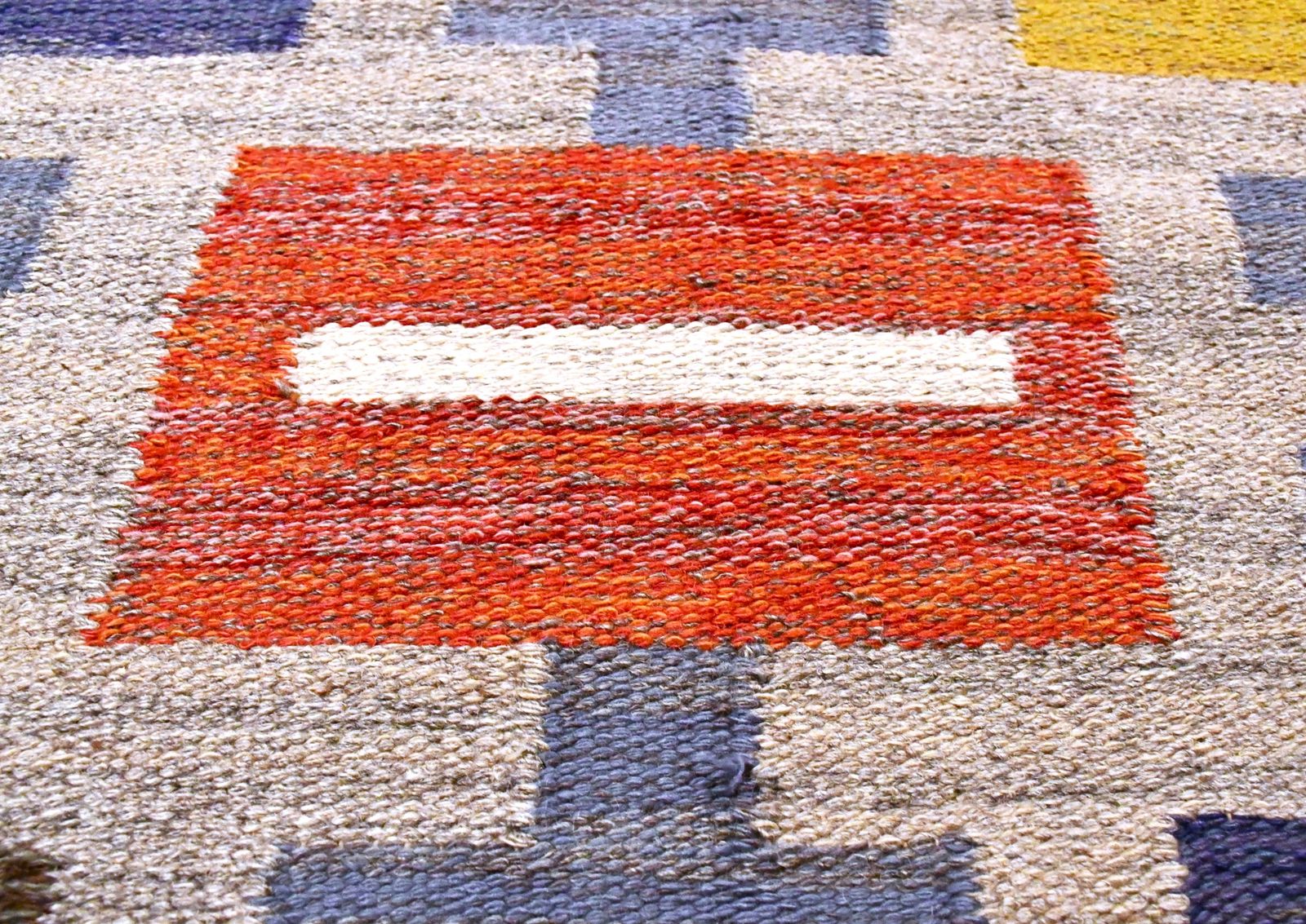 Vintage Swedish Handwoven Röllakan Wool Rug By Konstfliten, 1950s photo Textiles