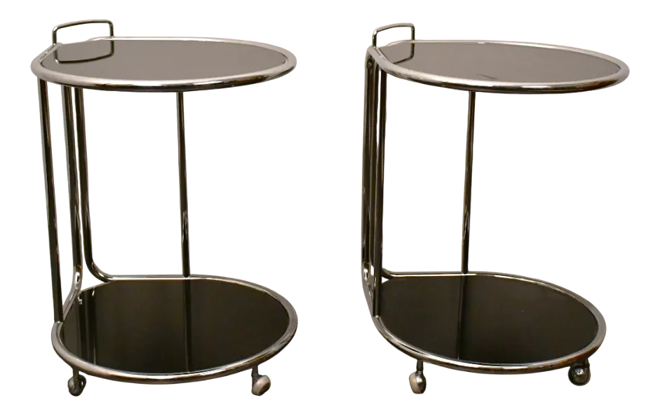 Vintage Swedish Chrome Steel And Glass Bedside Tables From Dux, 1990s, Set Of 2