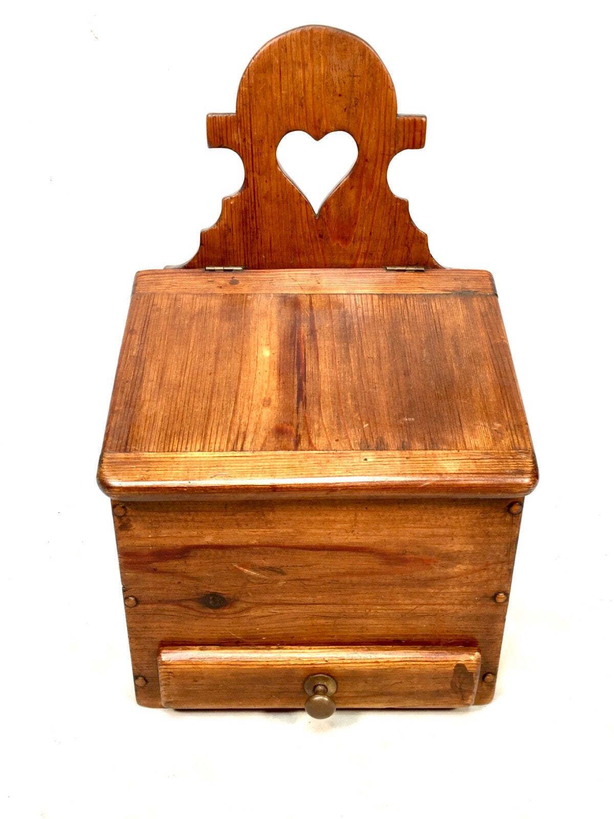 Antique Arts And Crafts Wooden Pine Salt / Candle Box / C.1900 / Wall Hanging photo furniture