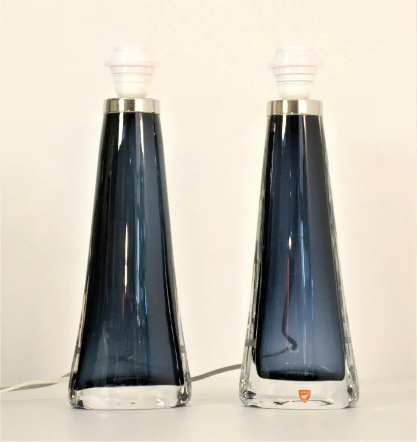 Blue Doublecoated Glass Table Lamps By Carl Fagerlund For Orrefors, 1950s, Set Of 2 photo for sale