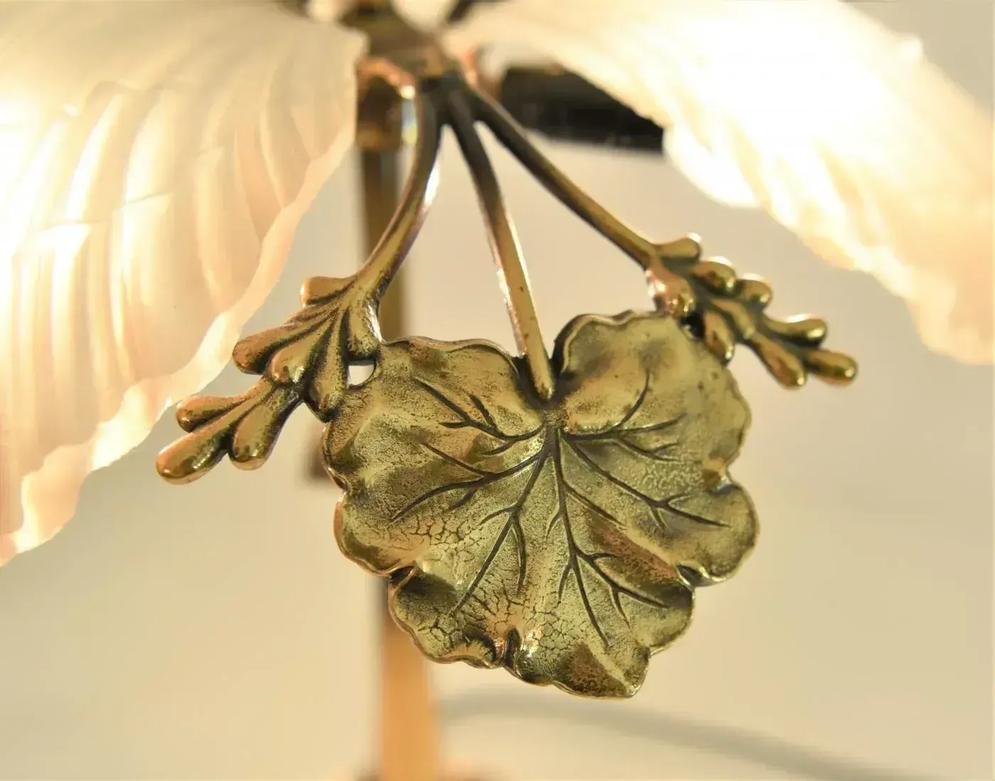 photo furniture Art Nouveau Bronze And Frosted Glass Table Lamp, 1950s