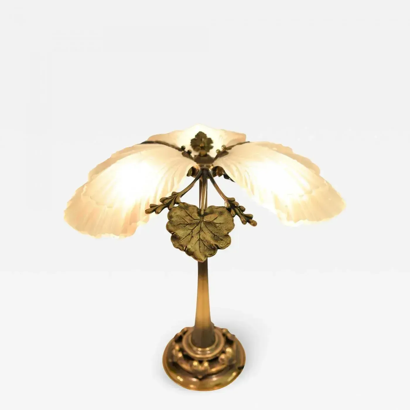 photo vinterior Art Nouveau Bronze And Frosted Glass Table Lamp, 1950s