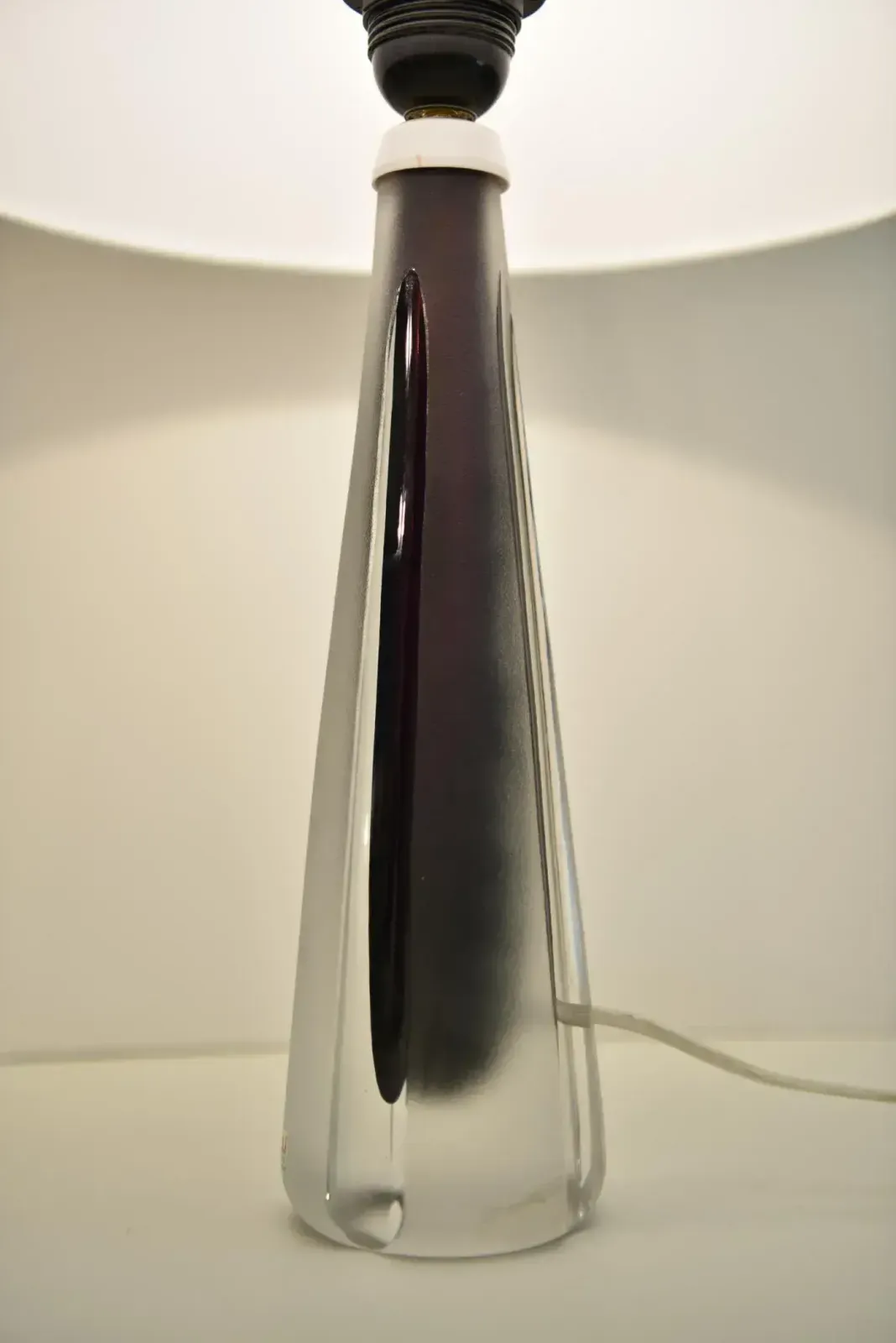 photo for sale Doublecoated Frosted Glass Purple Core Table Lamps By Kosta, Sweden, Set Of 2