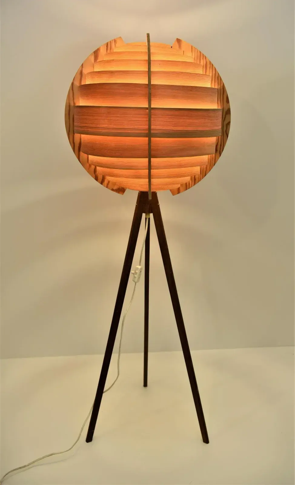 Swedish Pine And Mahogany Floor Lamp By Hans Agne Jakobsson, 1960s photo vintage