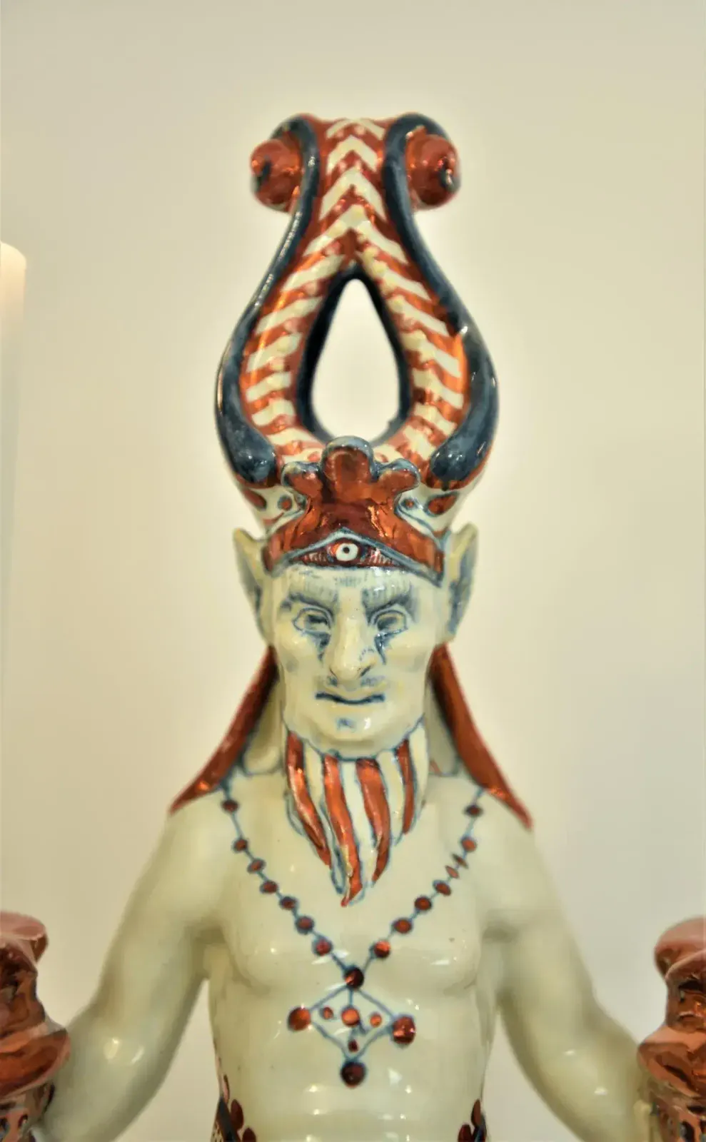 19th Century Majolica Demon Candelabras By Cantagalli, Italy, Set Of 2 photo Home Decor
