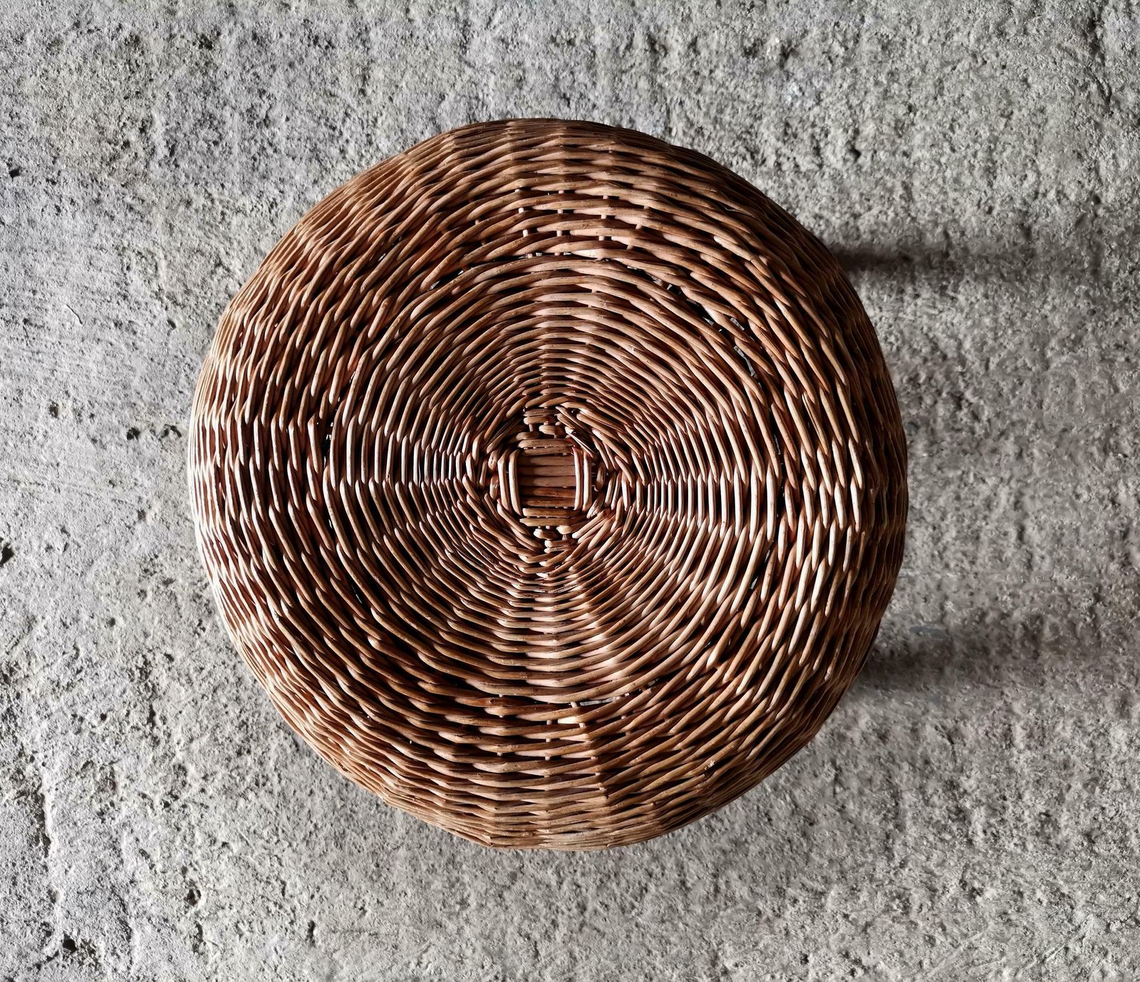 Large Rattan Tripod Stool In The Style Of Tony Paul Sweden 1950s. Mint Condition photo for sale