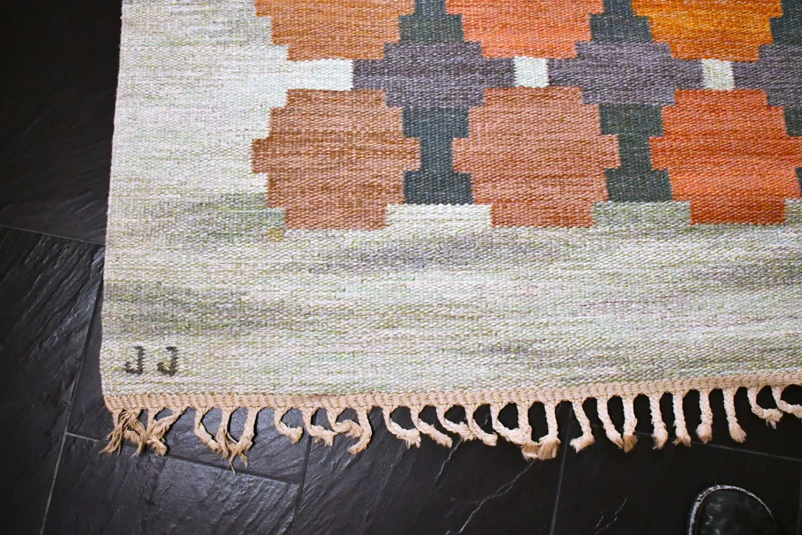Large Swedish Handwoven Röllakan Wool Rug Model Aspelöv By Judith Johansson, 1963 photo for sale