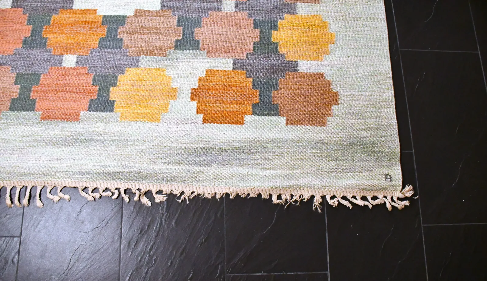 Large Swedish Handwoven Röllakan Wool Rug Model Aspelöv By Judith Johansson, 1963 photo Textiles