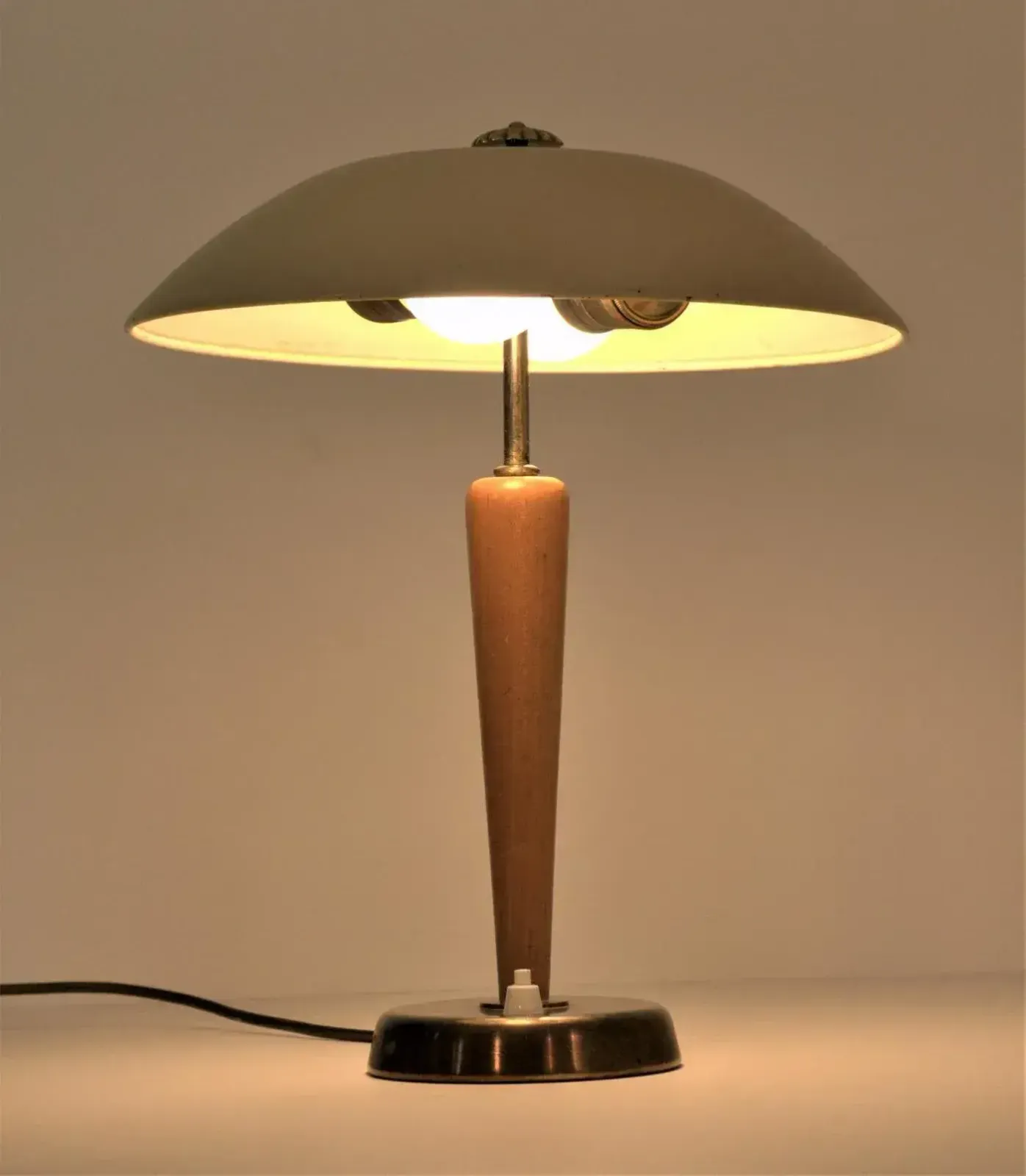 Swedish Grace Period Brass And Oakwood Table Lamp By Böhlmarks, 1920s photo for sale