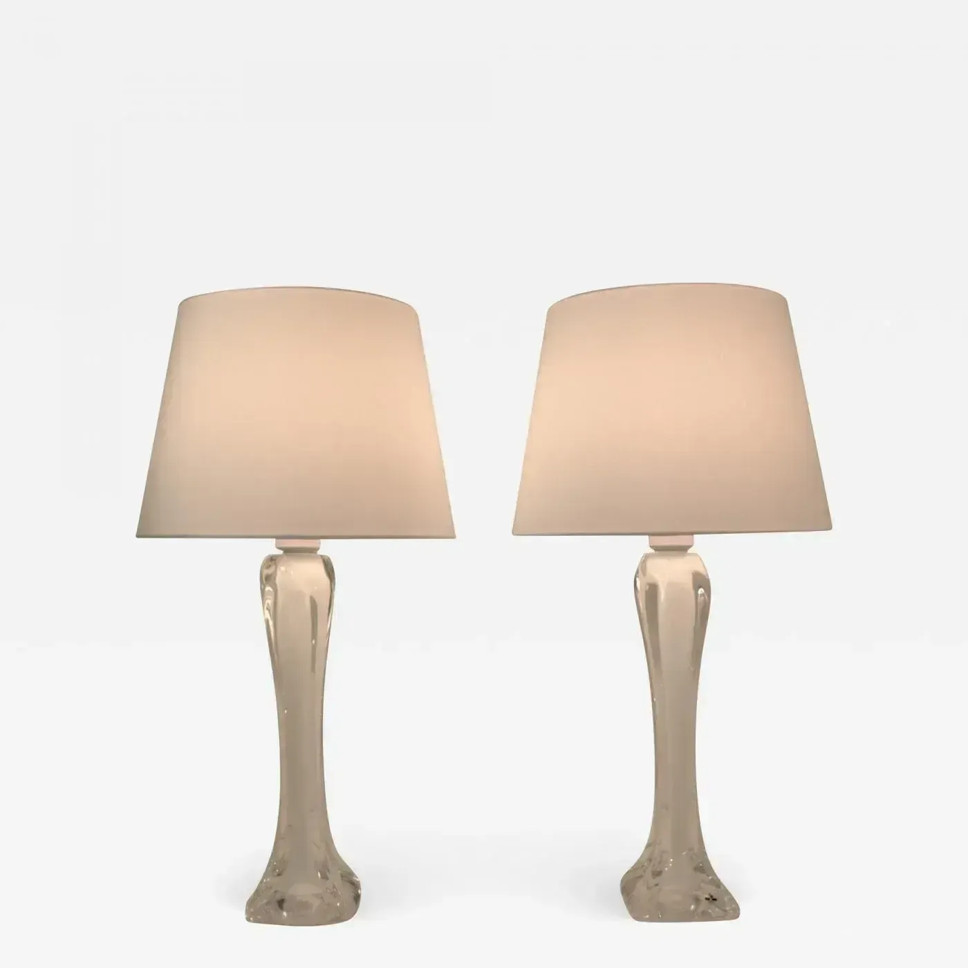 Lighting Large Art Glass Table Lamp By Paul Kedelv For Flygsfors, 1950s photo